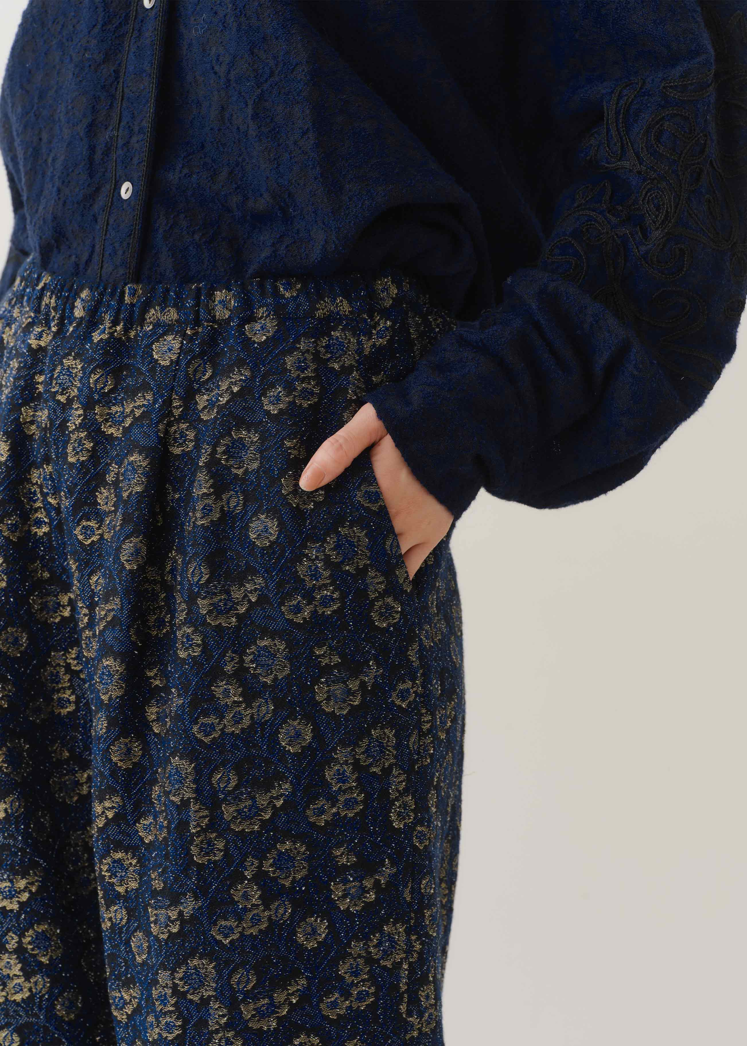 【10月中旬お届け予定】Wool Lurex Flower Jacquard Pants