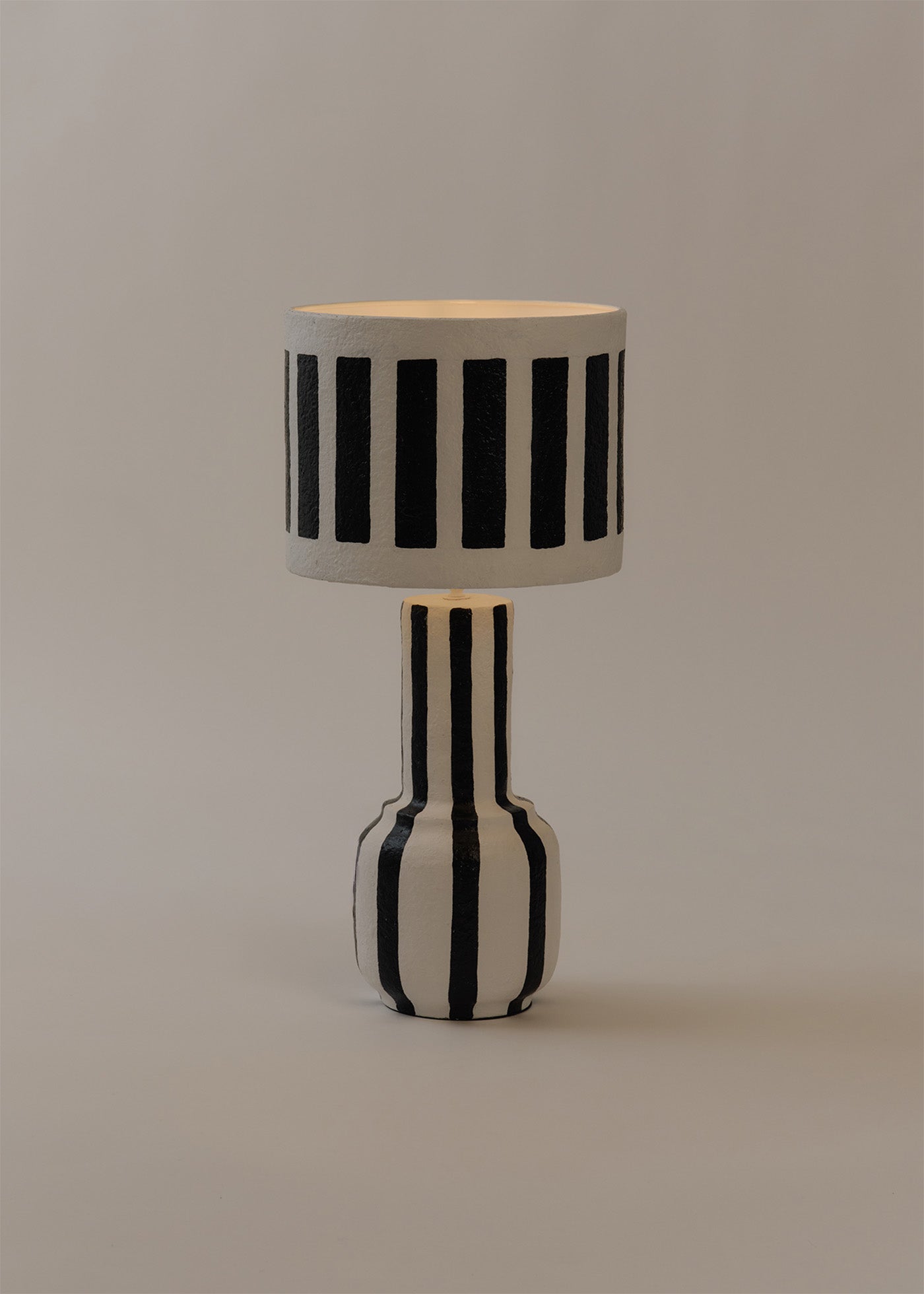 Stripe Paper Mache Table Lamp