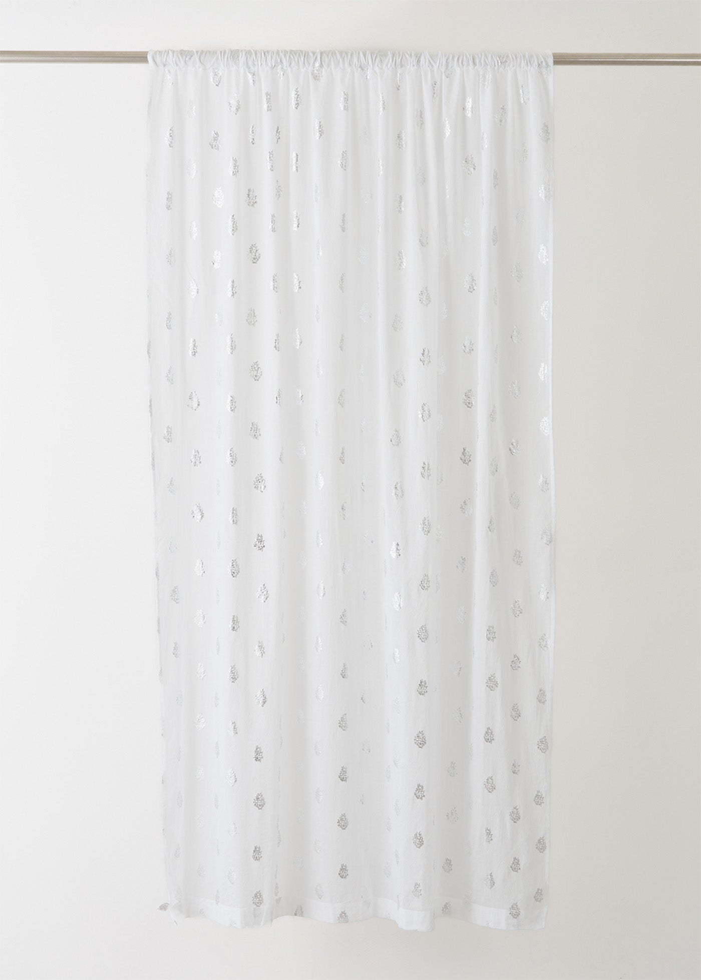 Cotton Voile Foil Flower Print Curtain