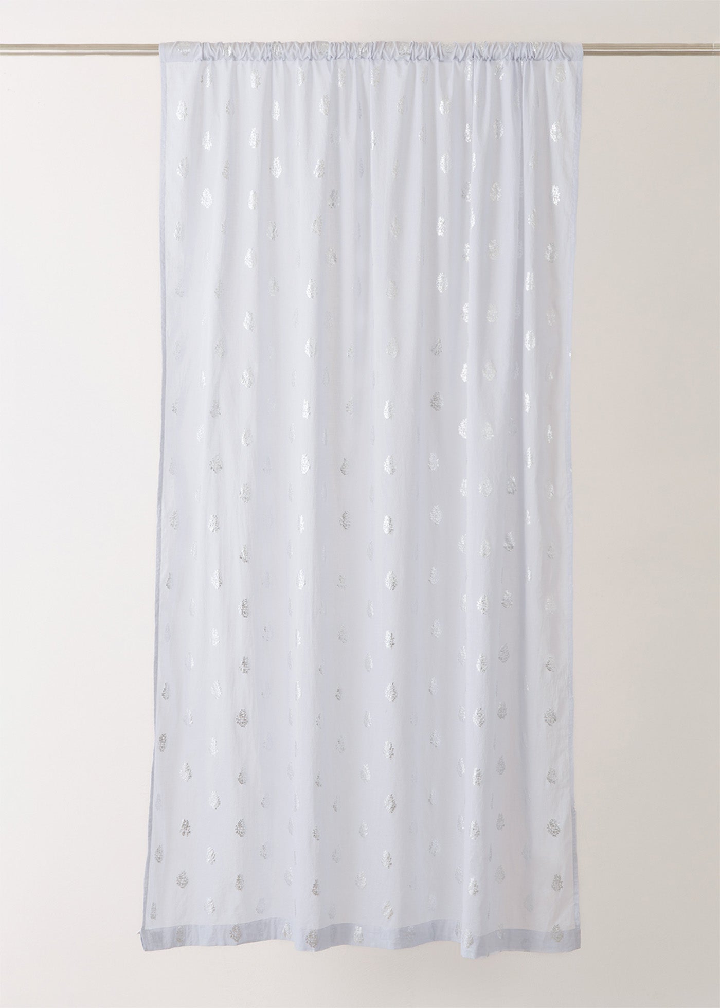 Cotton Voile Foil Flower Print Curtain