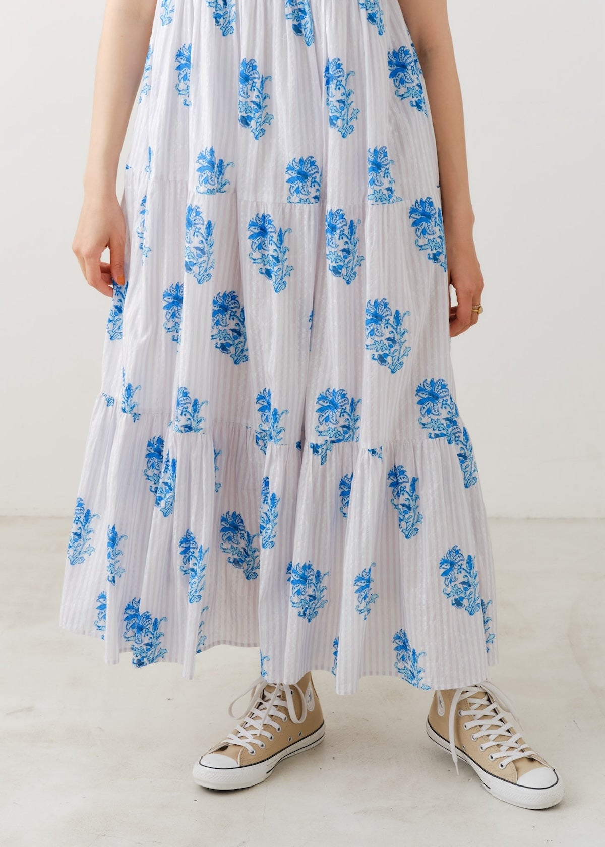 Cotton Jacquard Lily Print Cami Dress