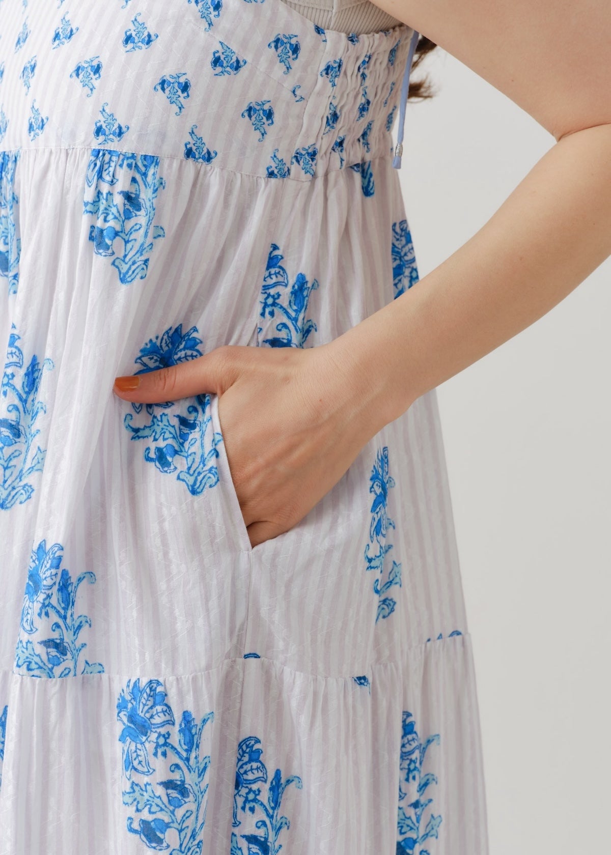 Cotton Jacquard Lily Print Cami Dress