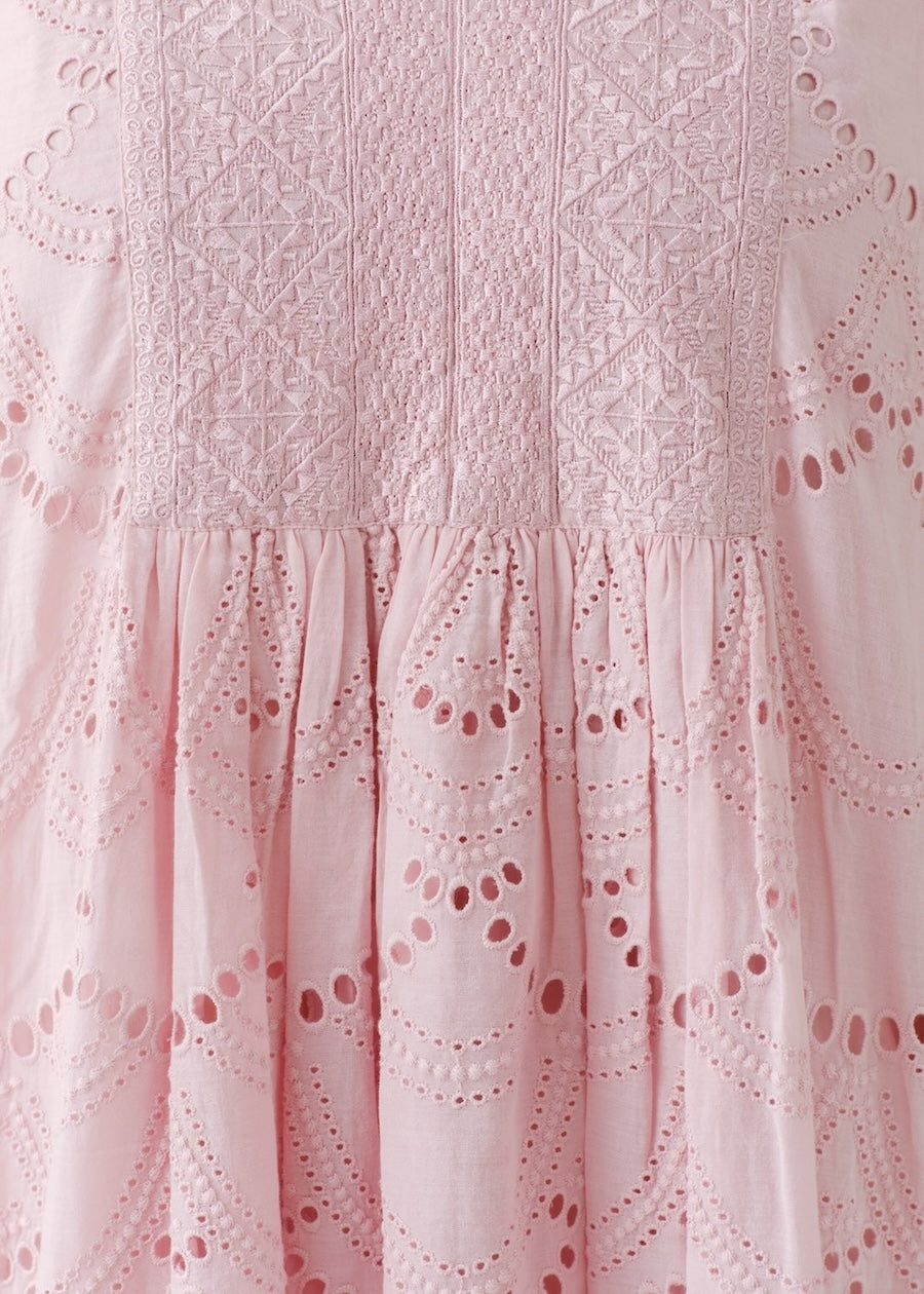 Cotton Voile Dot Hemla No Sleeve Dress