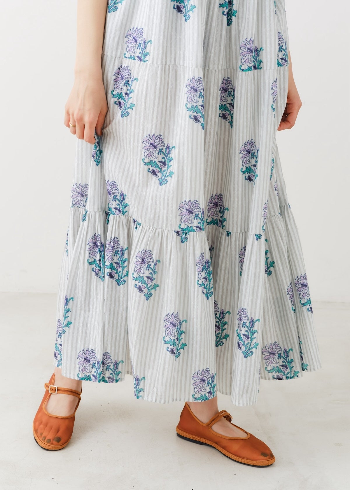 Cotton Jacquard Lily Print Cami Dress