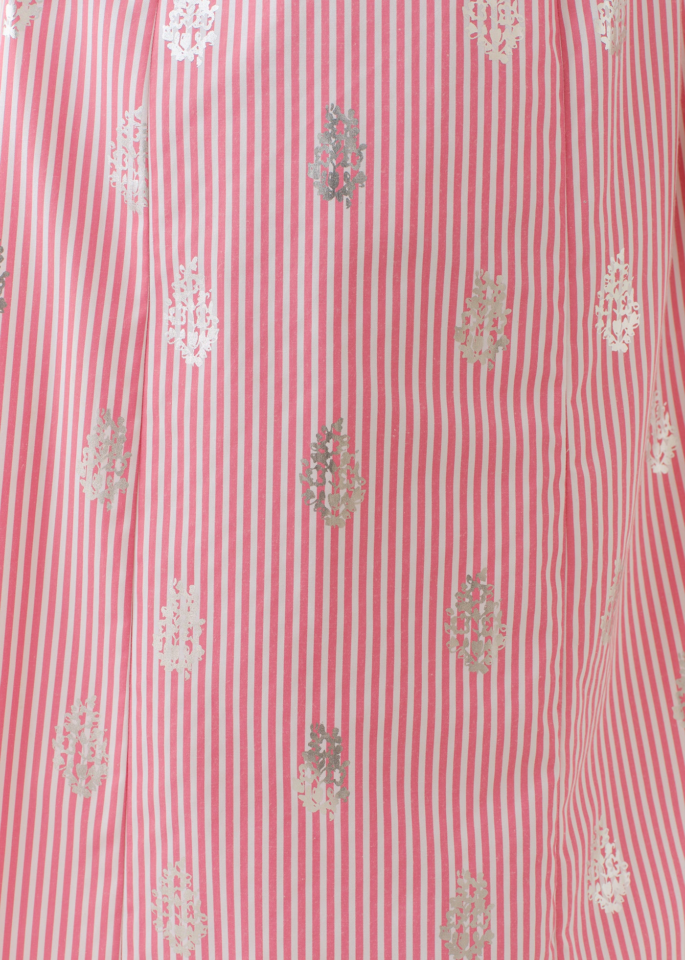 Cotton Poplin Stripe Foil Print Sleeveless Dress