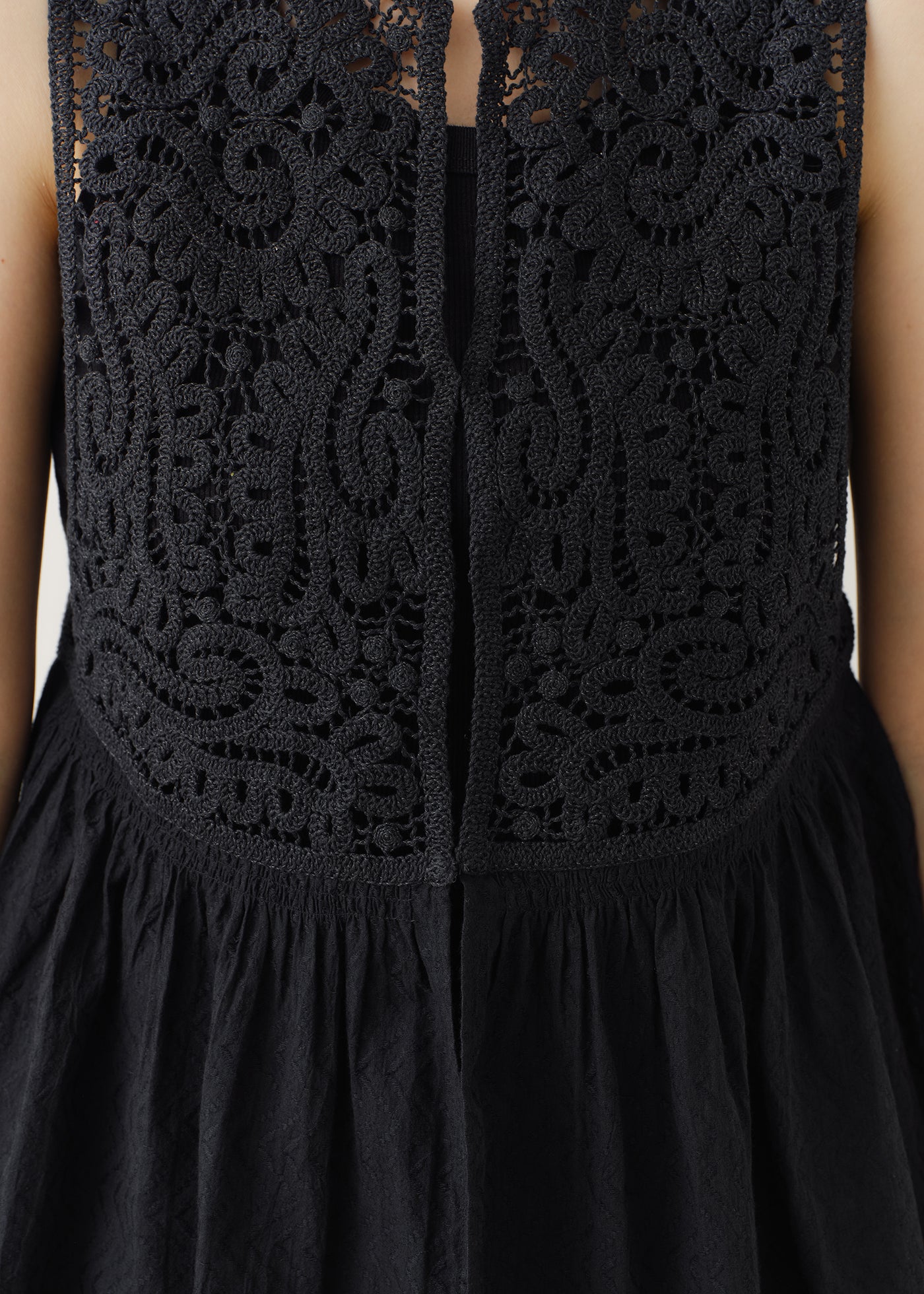 Cotton Jacquard Lace Yoke Top