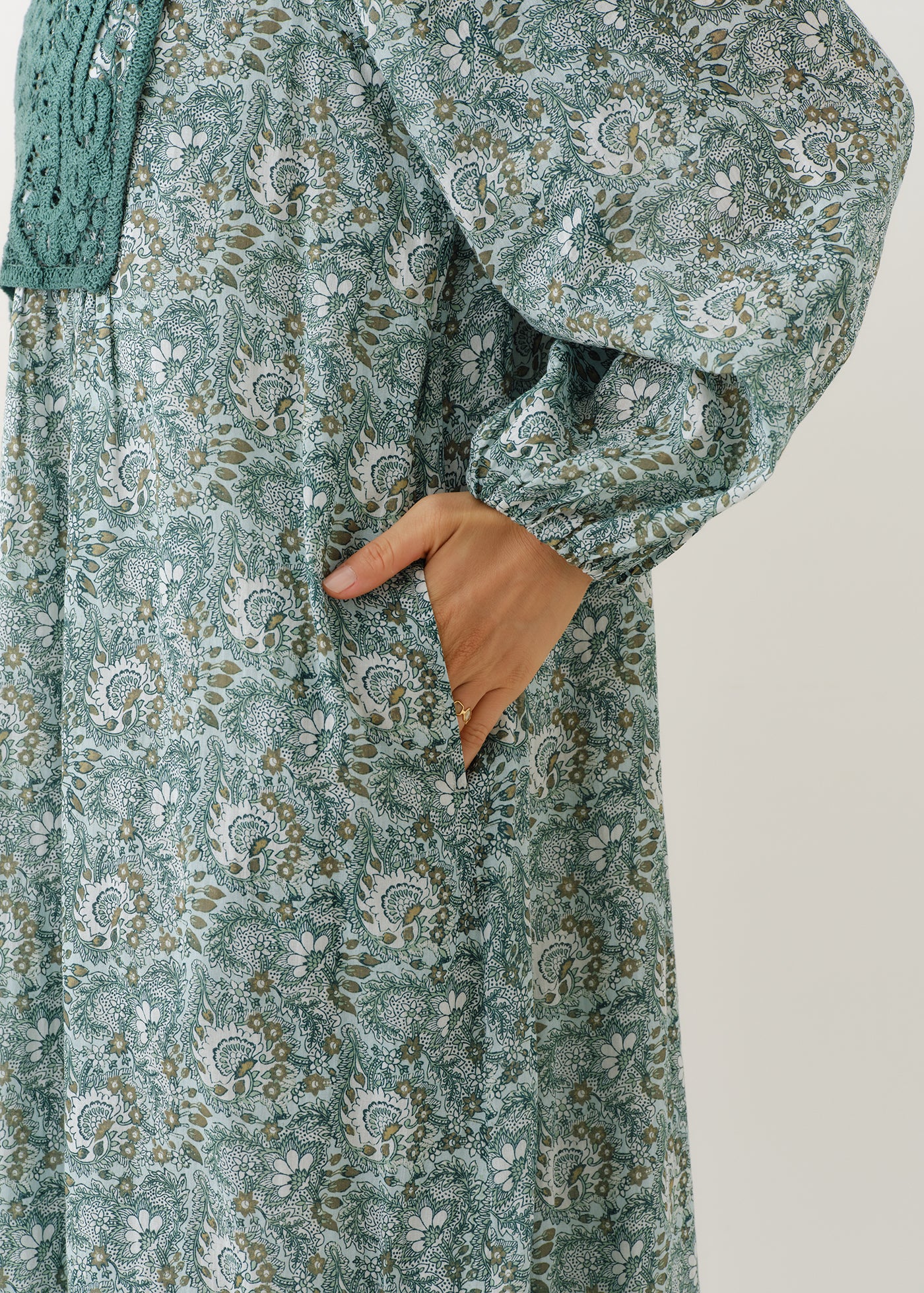 Cotton Organza Paisley Dance Lace Yoke Dress