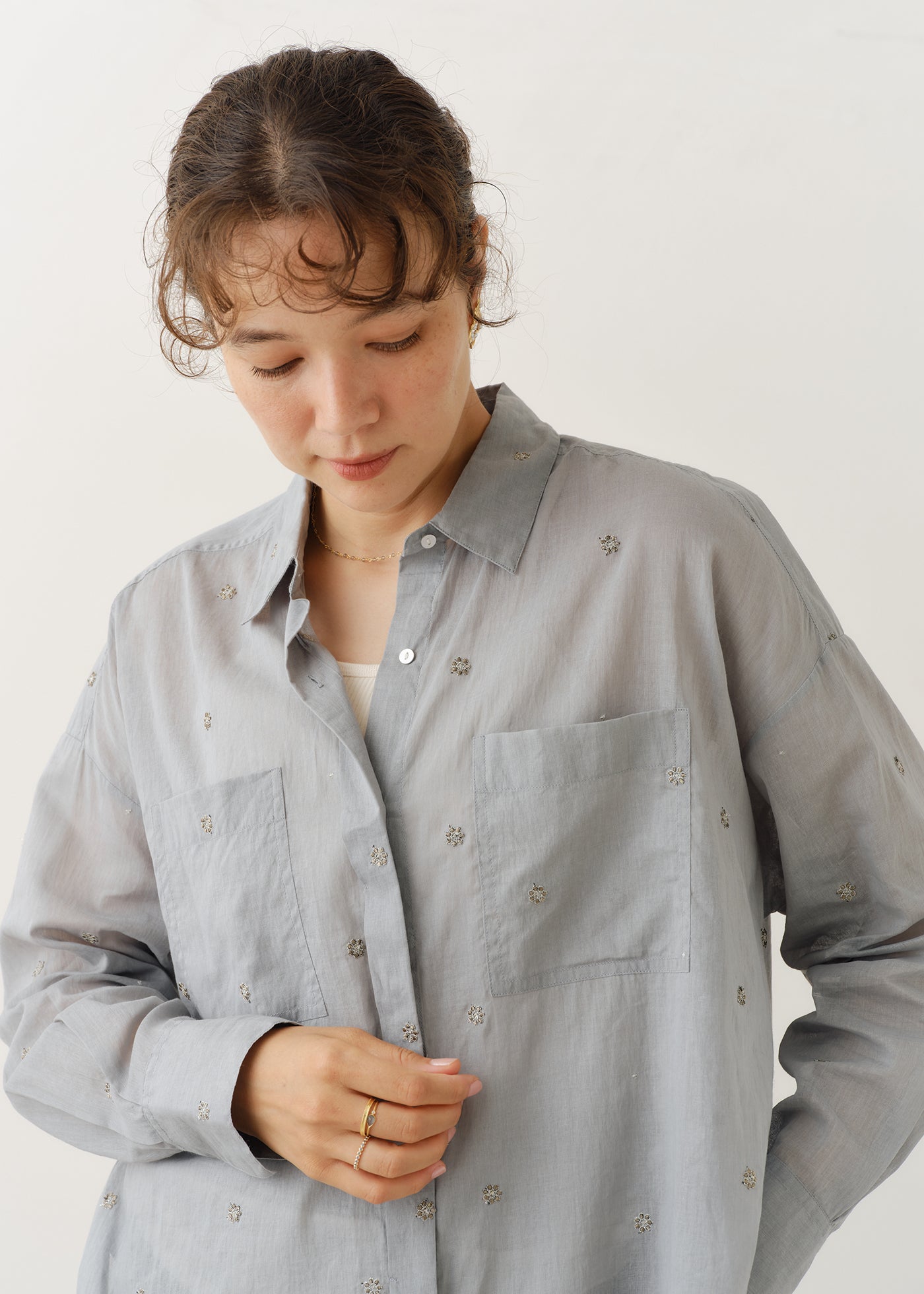 Cotton Organza Embroidery Shirts