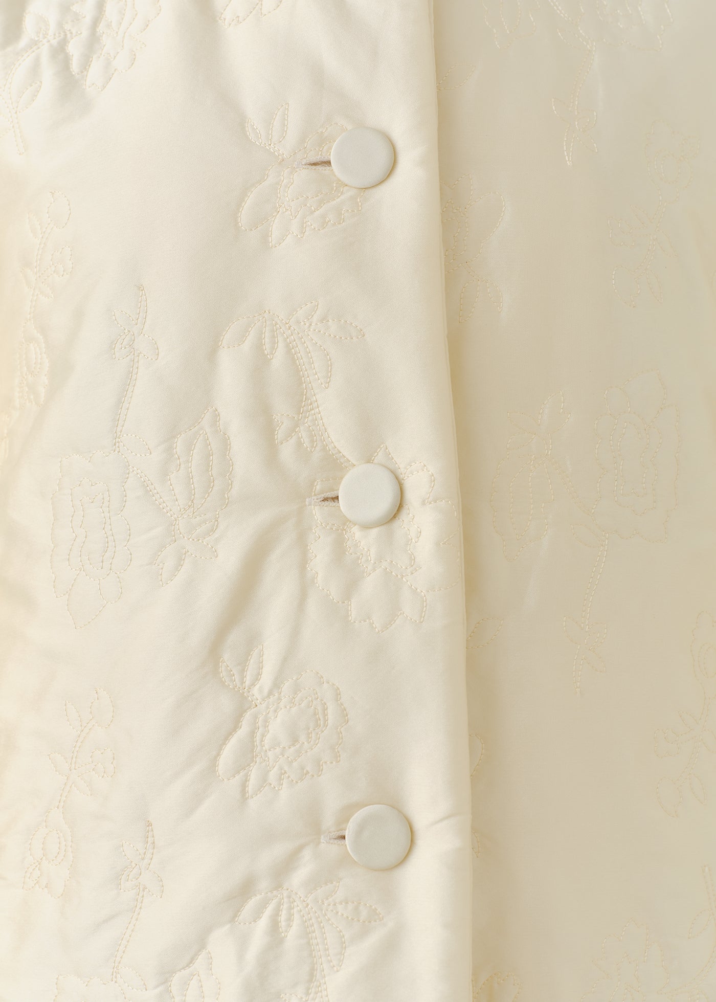 Poly Dupion Flower Embroidery Quilting Coat