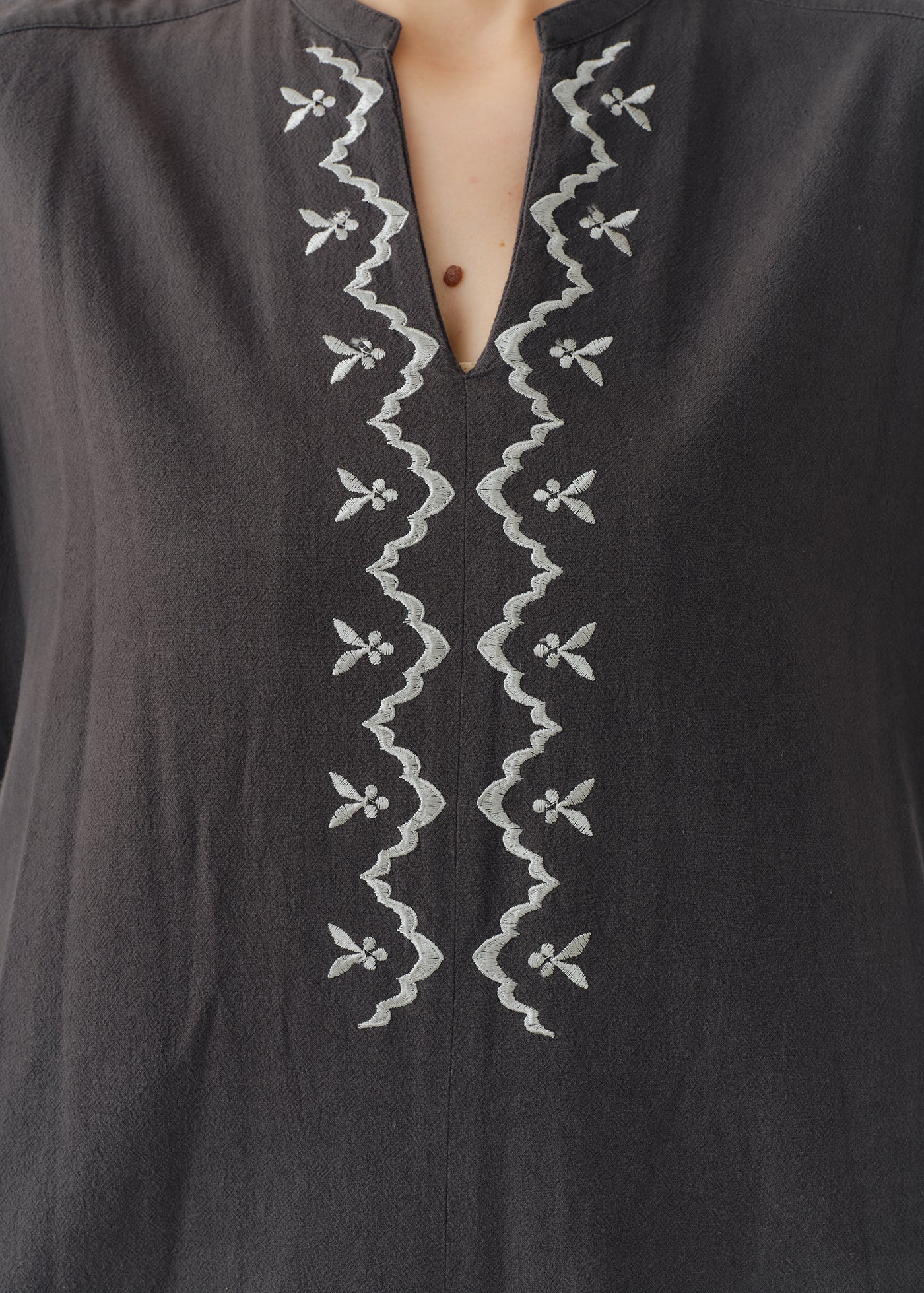 Crimp Cotton Anglaise Embroidery Dress