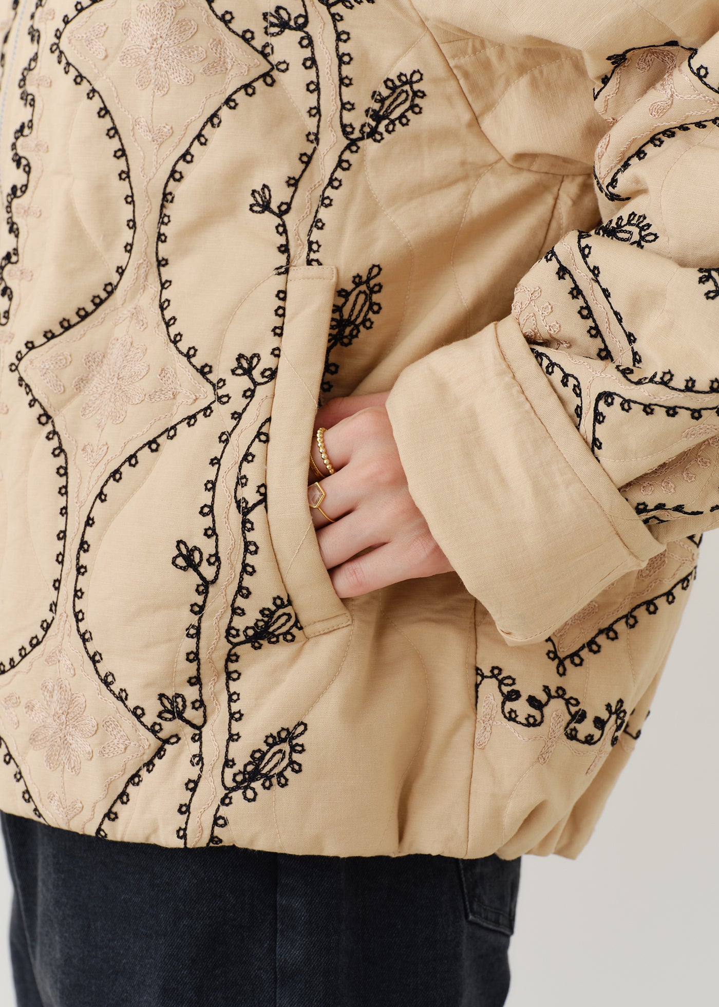 【12月下旬お届け】Cotton Linen Aari Embroidery Jacket