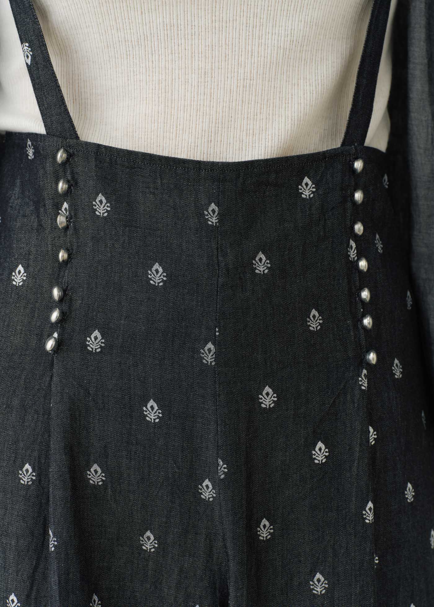 Denim Foil Print Button Pants