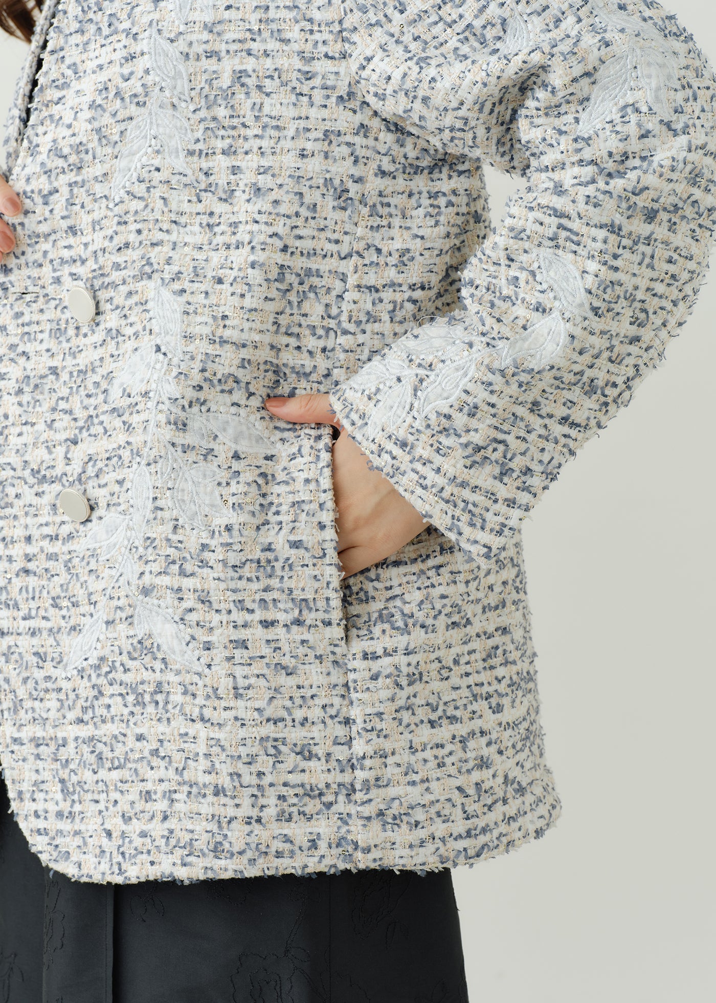 Boucle Tweed Patch Embroidery Jacket