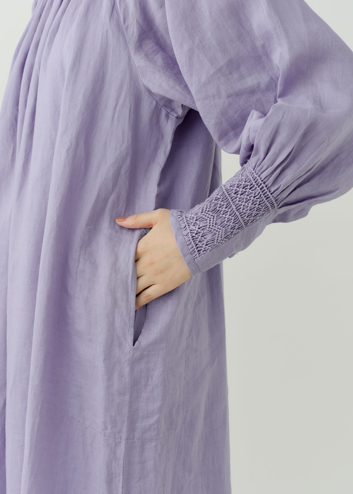 Ramie Smocking Lsv Dress