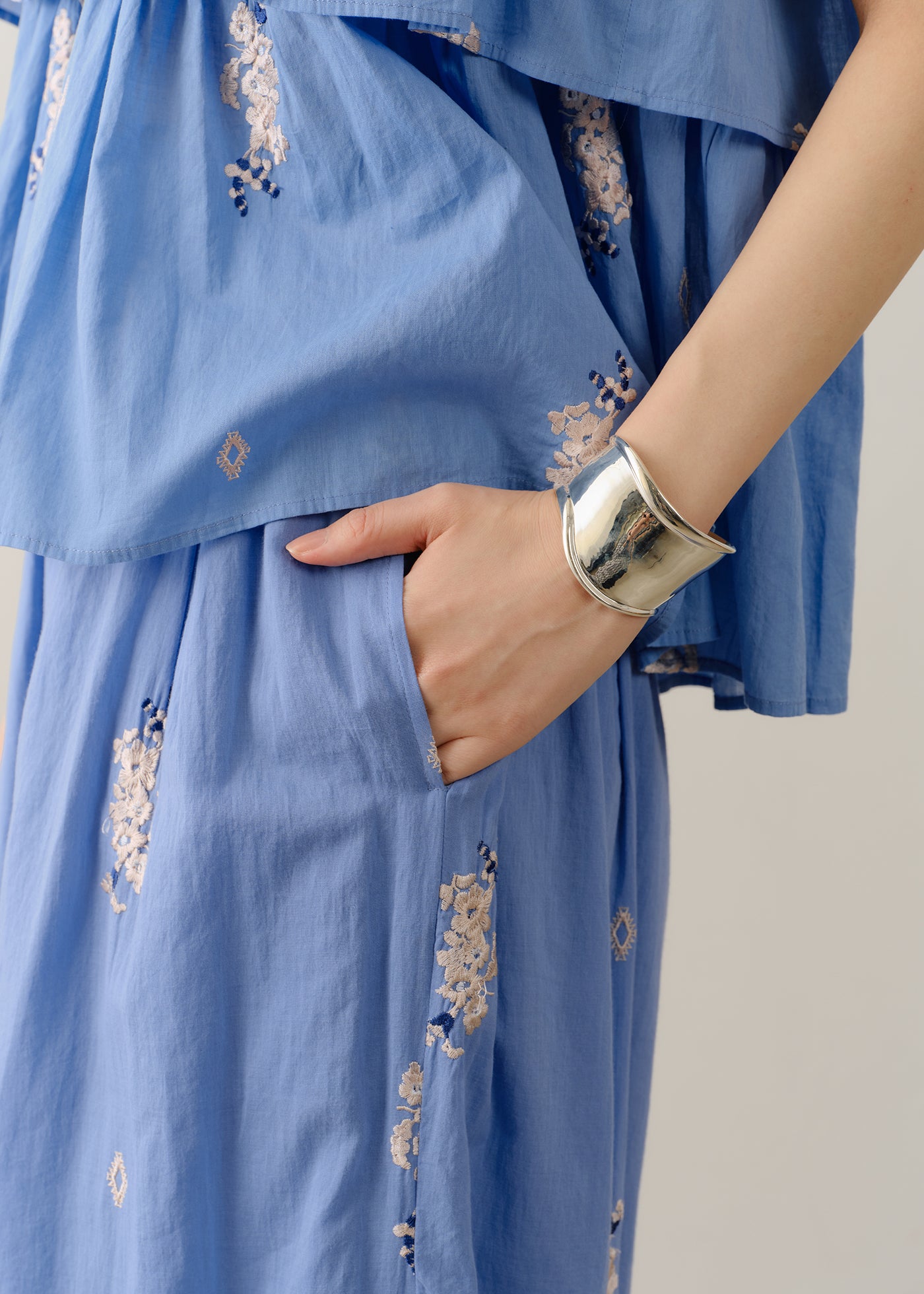 【6月下旬お届け予定】Cotton Voile Jasmine Embroidery Gather Pants