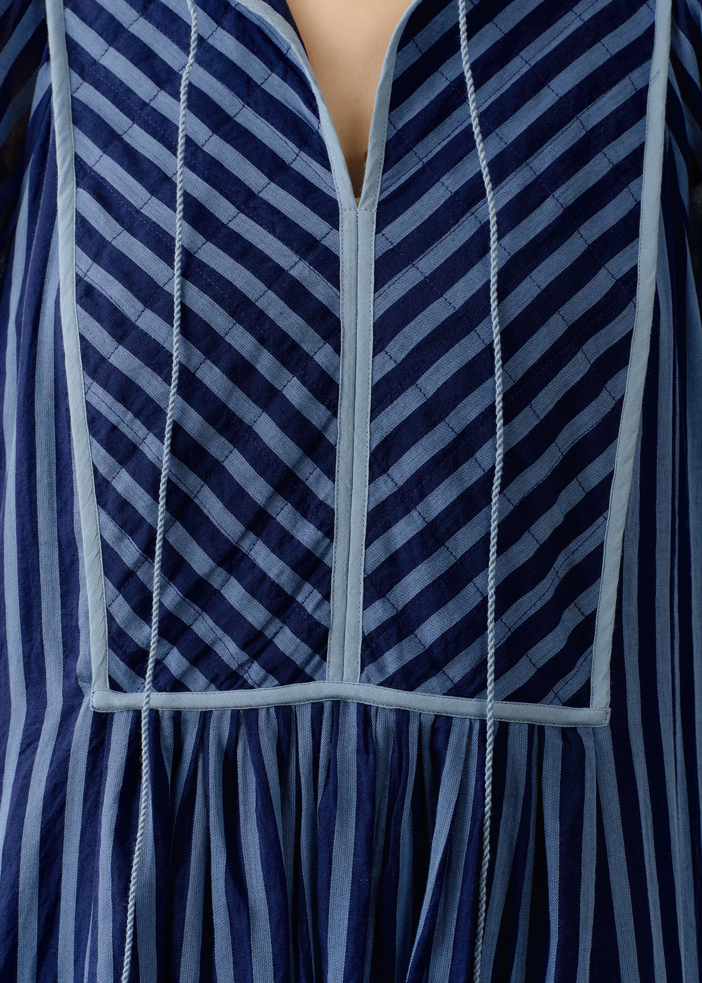 Cotton Voile Stripe Gather Dress