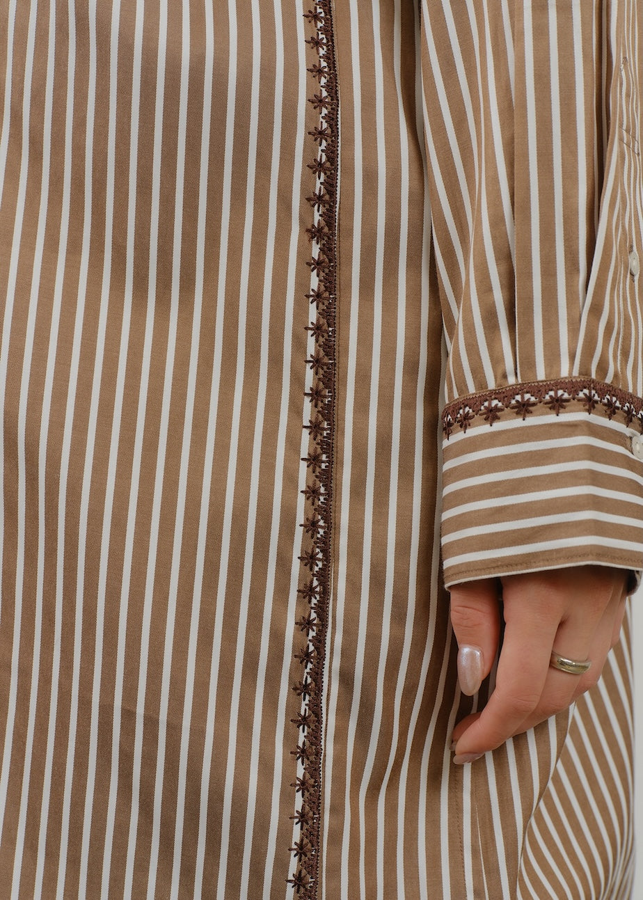【7/22 10時発売】Poplin Stripe Shirts Kurta Dress