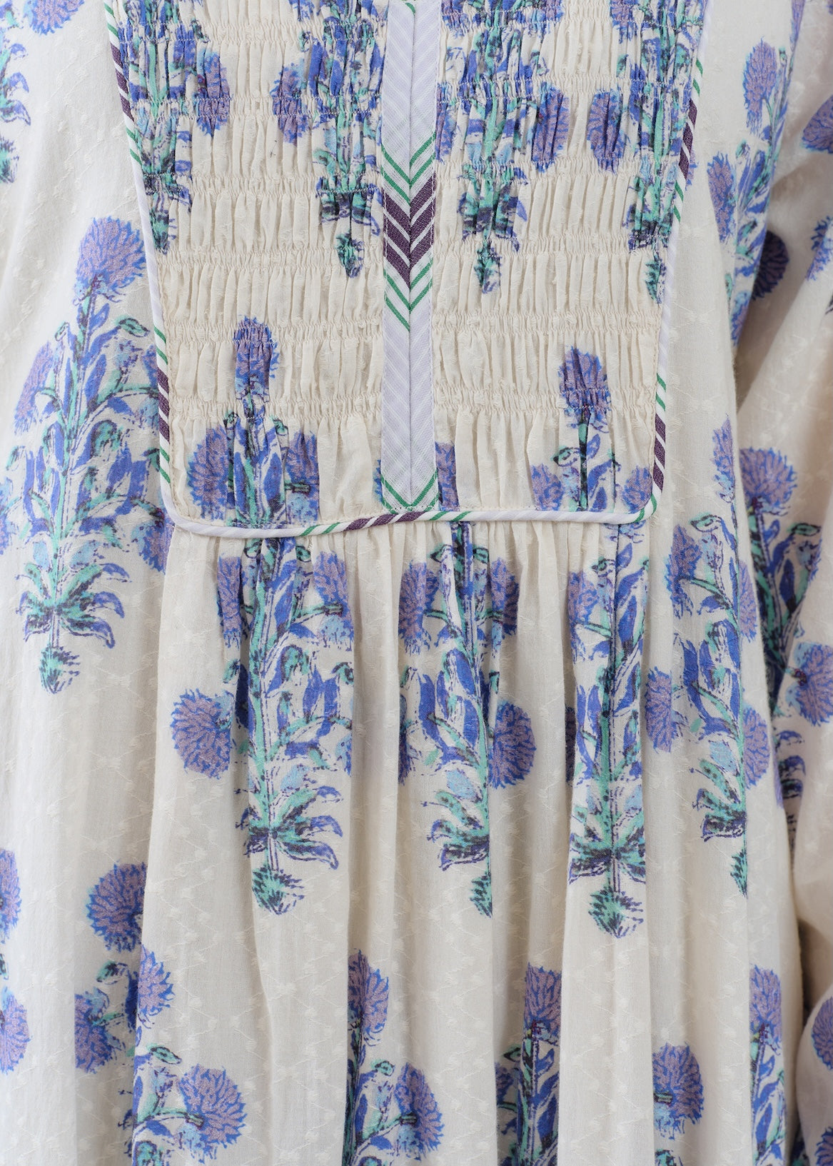 【8/5 10時発売】Cotton Jacquard Marigold Print Shirring Dress