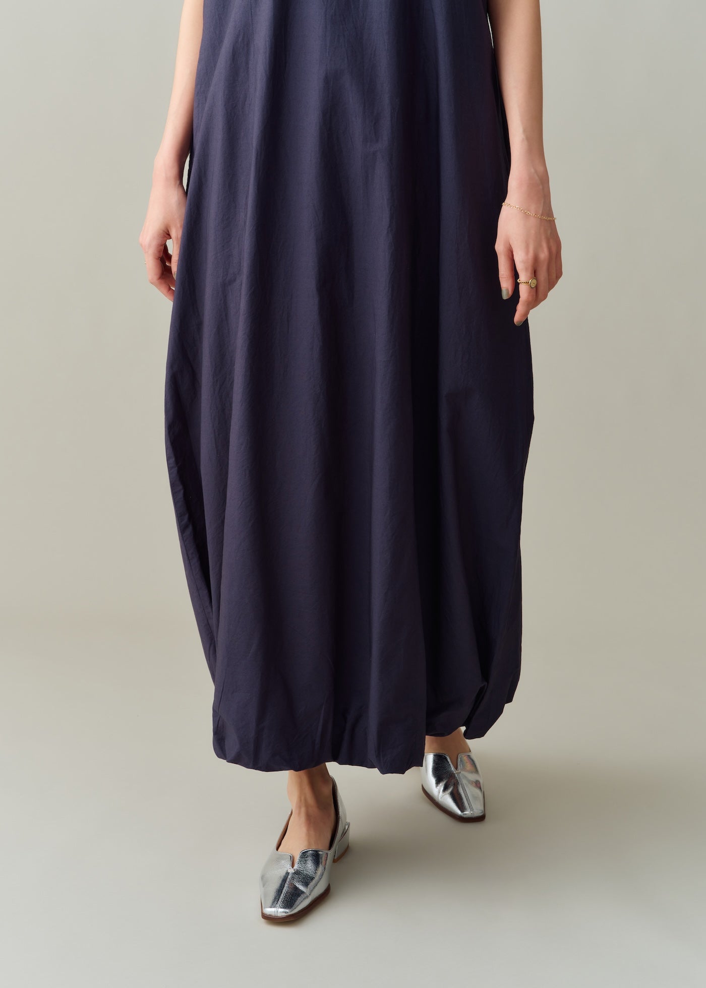 Poplin Solid Sleeveless Balloon Dress