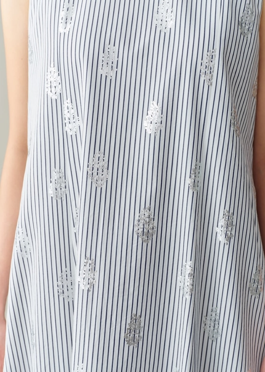 Poplin Foil Print Sleeveless Balloon Dress