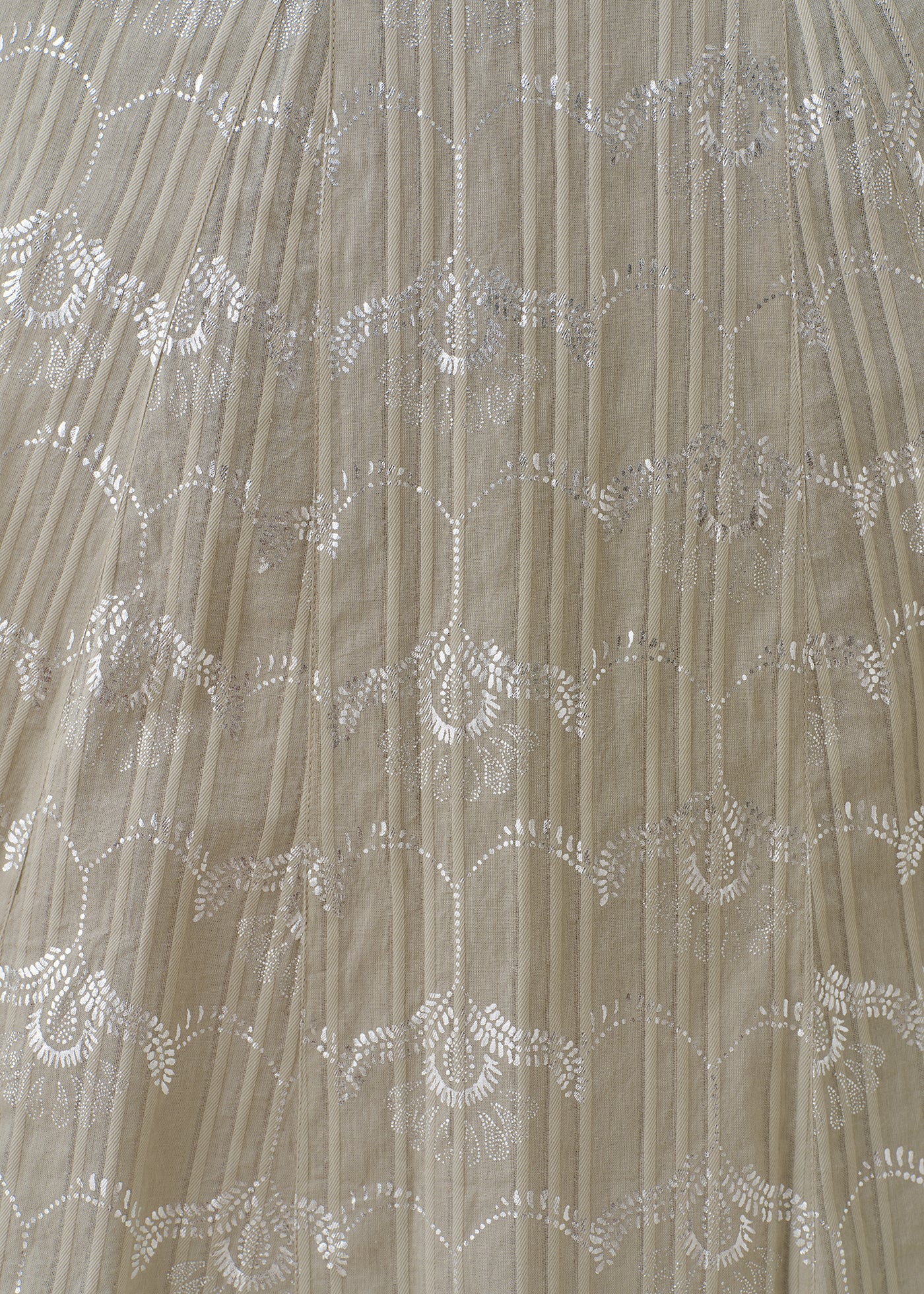 Cotton Dobby Wave Flower Foil Print Frill Collar Dress