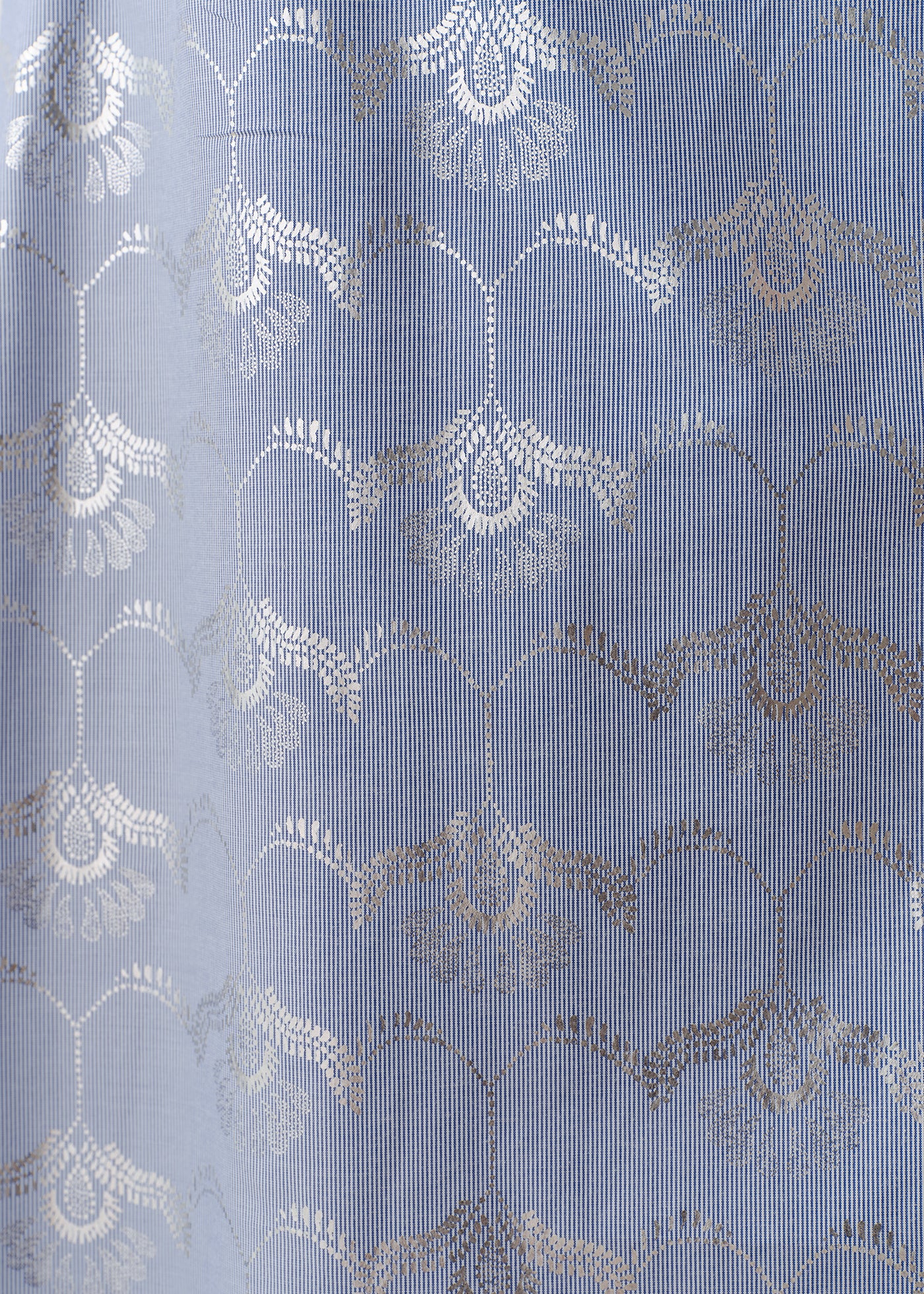 Cotton Stripe Wave Flower Foil Print Dress