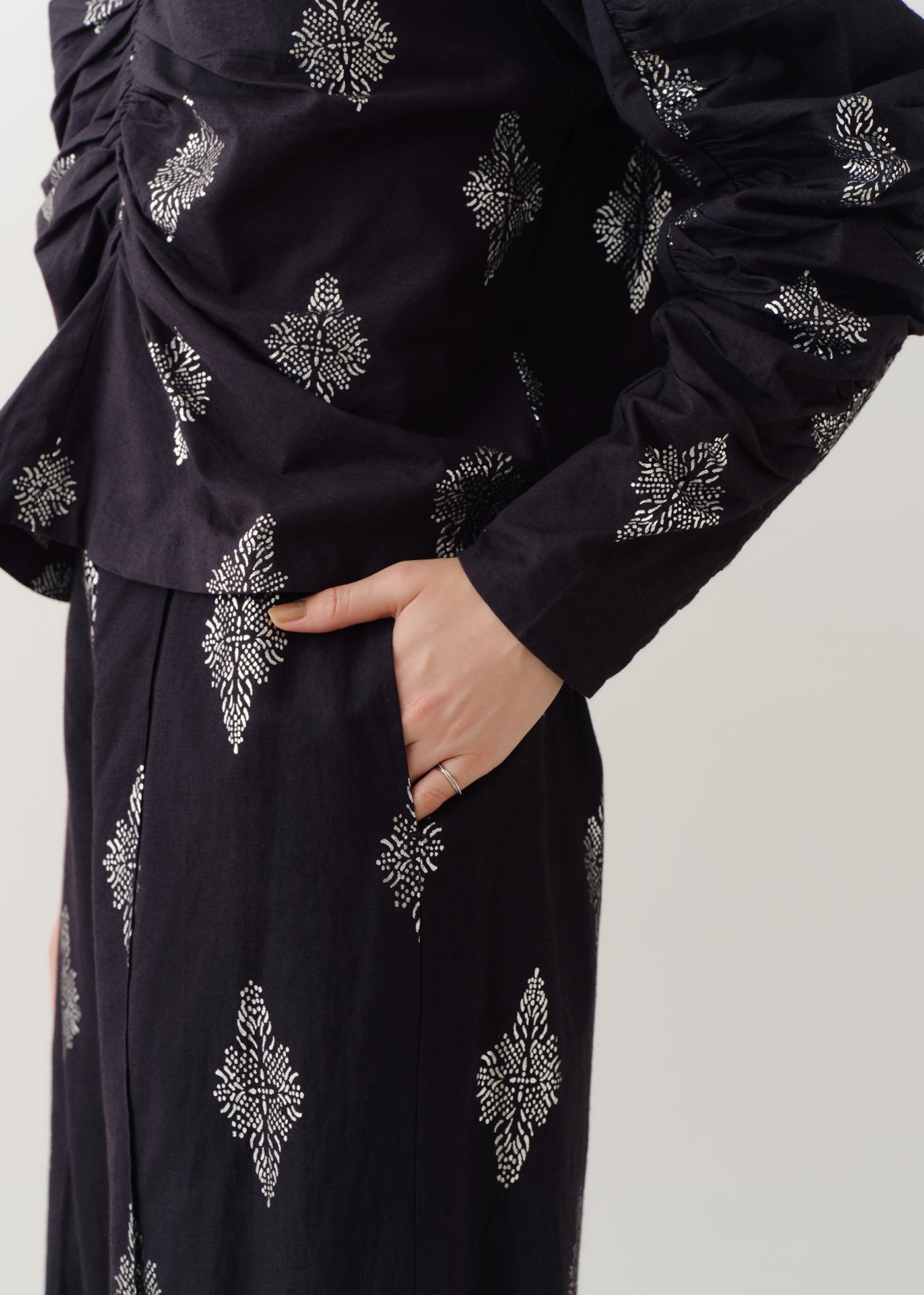 Cotton Linen Foil Print Pants