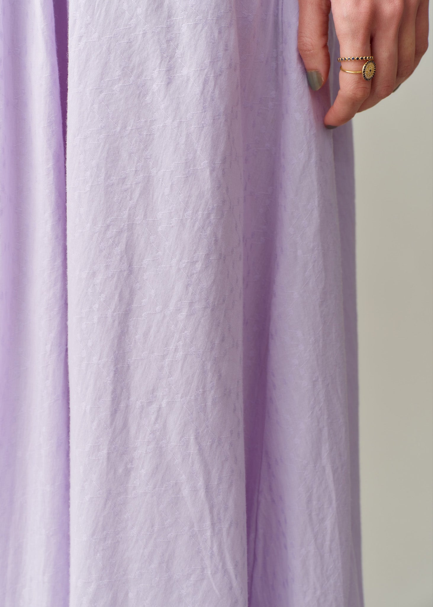 Cotton Jacquard Waist Gather Dress