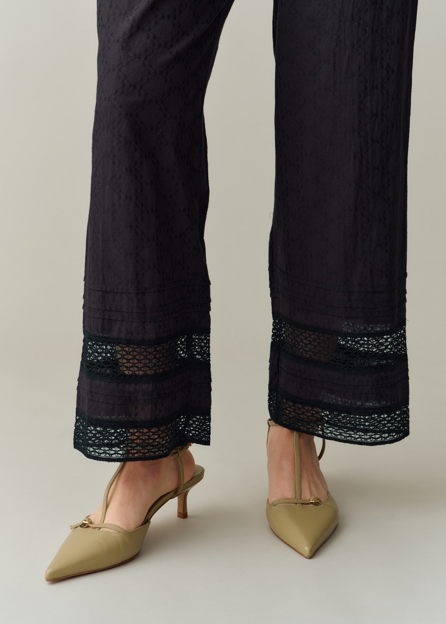 Cotton Jacquard Lace Pants