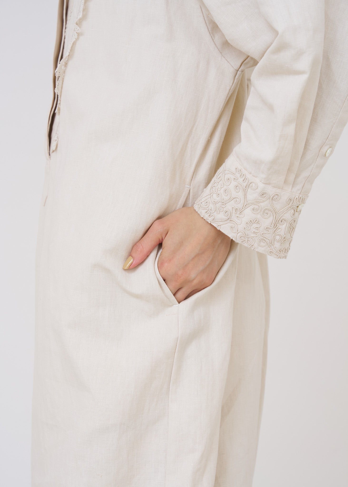 Heavy Linen Code Emb Shirts Dress
