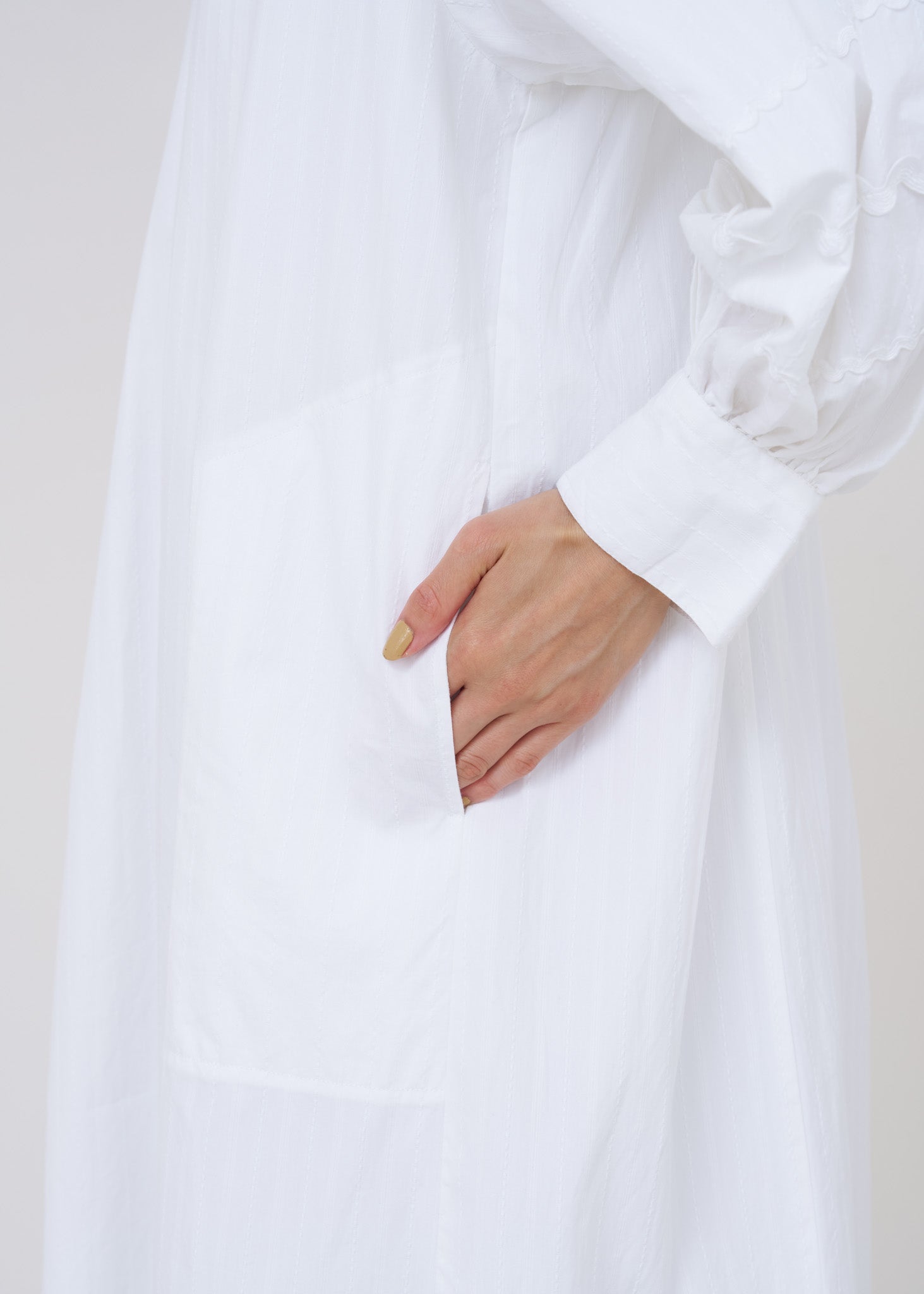 Poplin Dobby Zigzag Tape Big Collar Dress