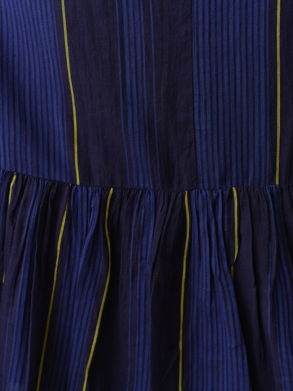 Cotton Voile Stripe Gather Neck Dress