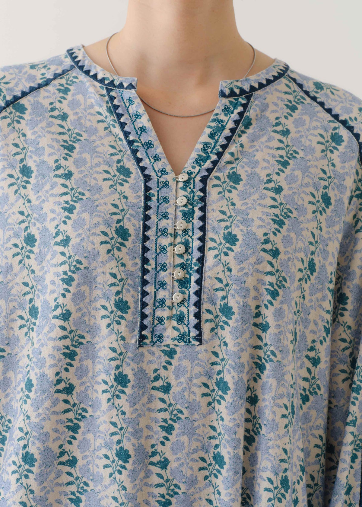 【10/7 10時発売】Crimp Cotton Abelia Print Line Embroidery Dress