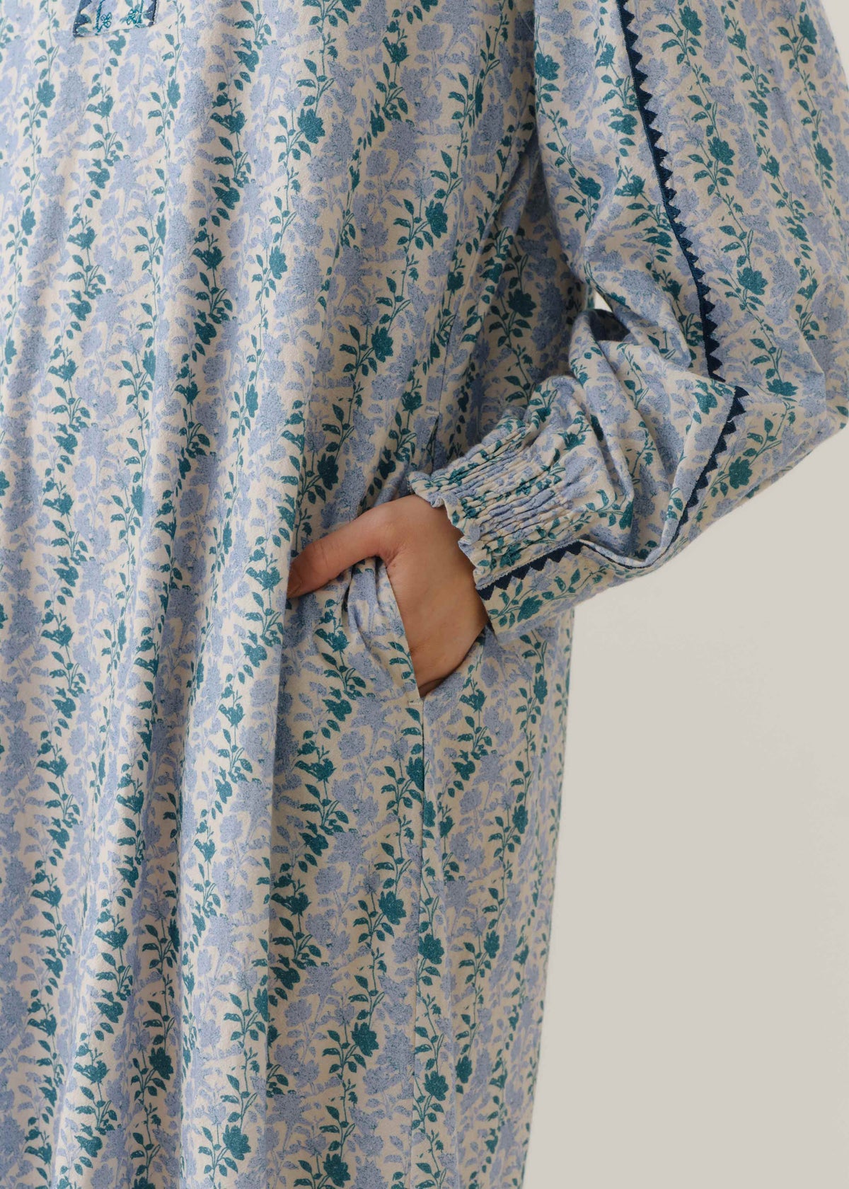 【10/7 10時発売】Crimp Cotton Abelia Print Line Embroidery Dress