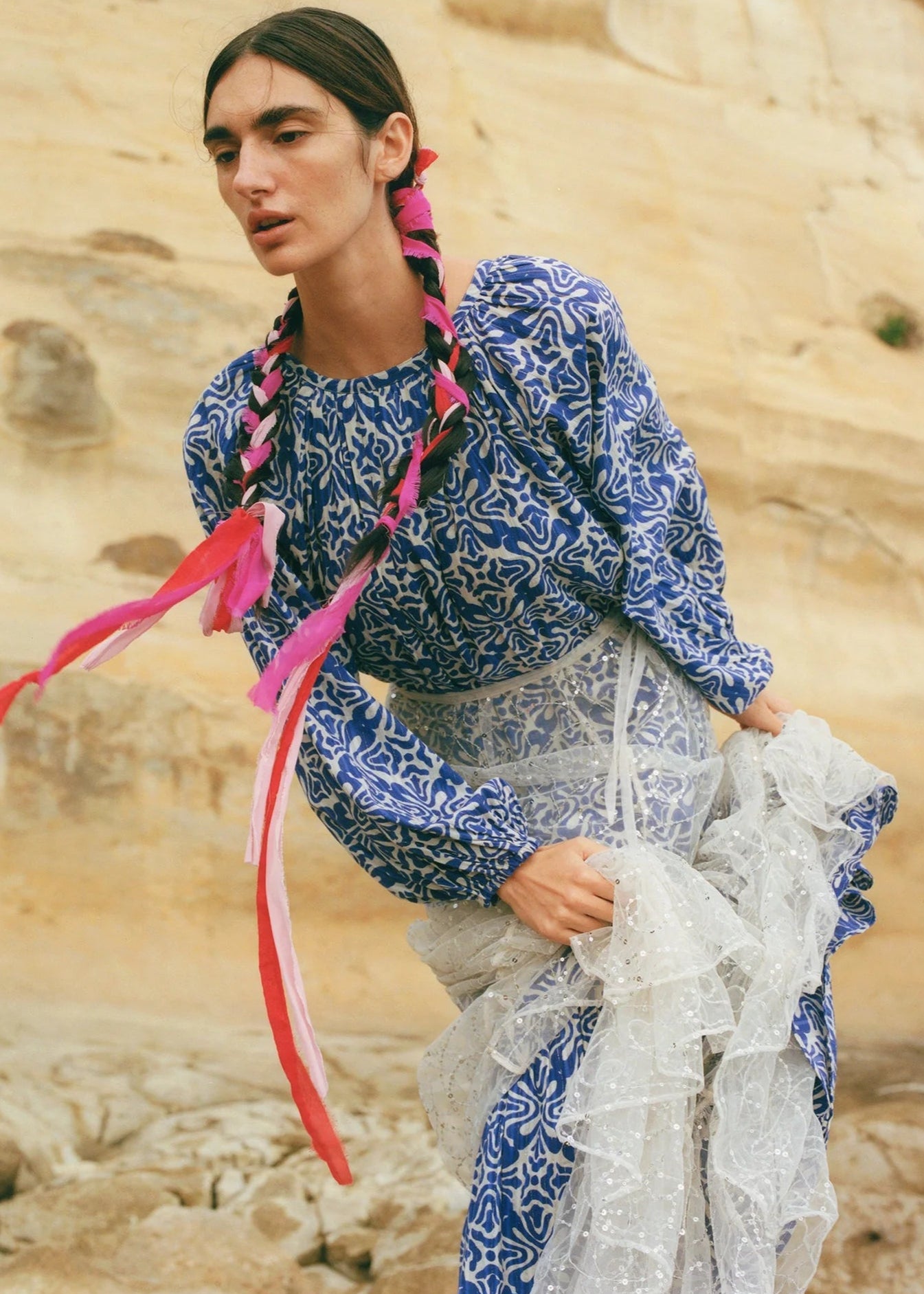 Shiny Sequin Embroidery Skirt