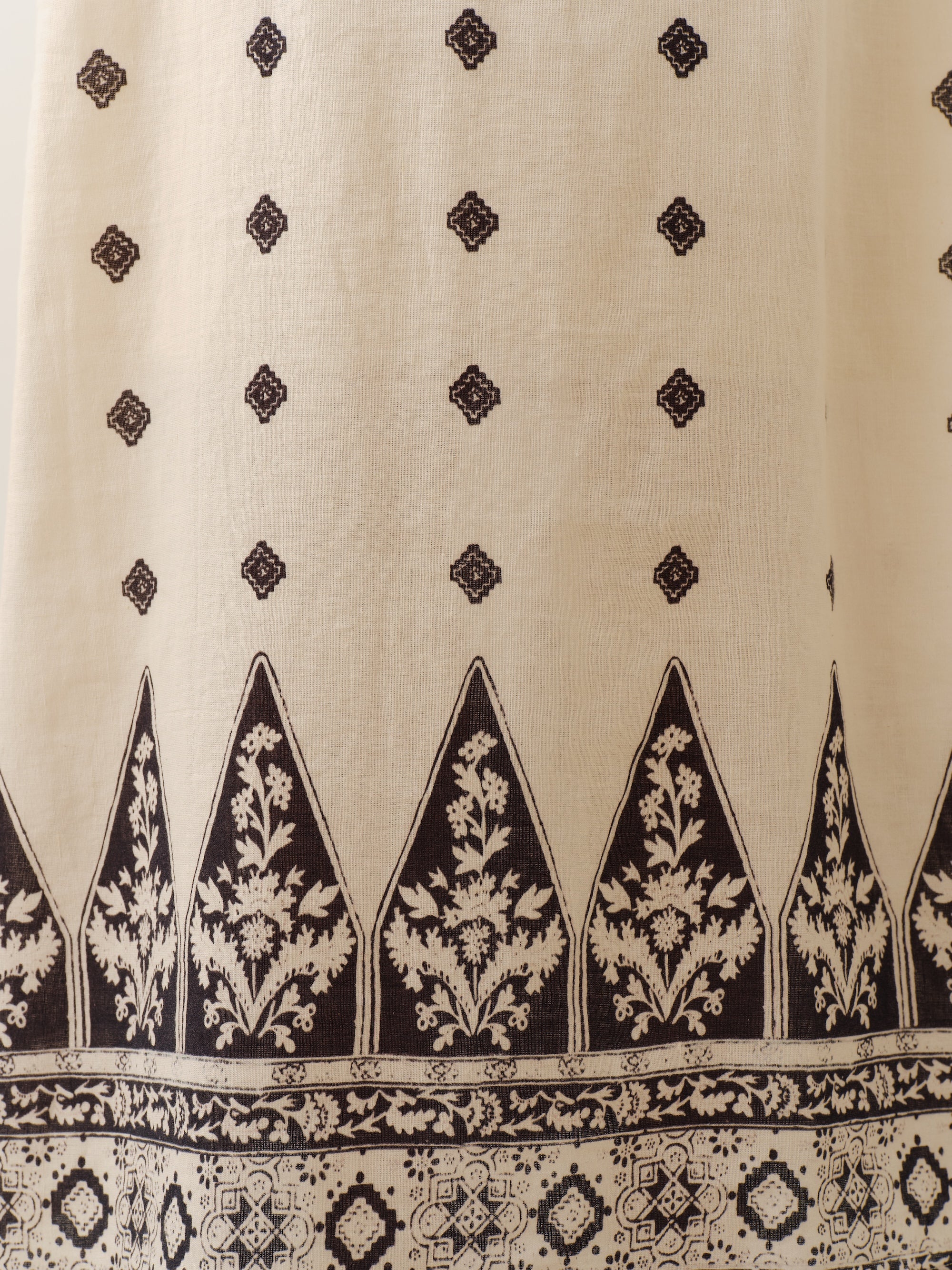 Cotton Linen Zigzag Flower Print Cami Dress