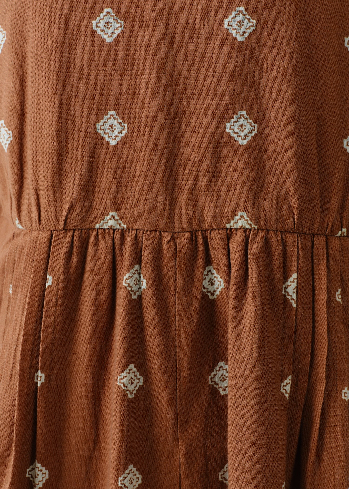 Cotton Linen Zigzag Flower Print All In One