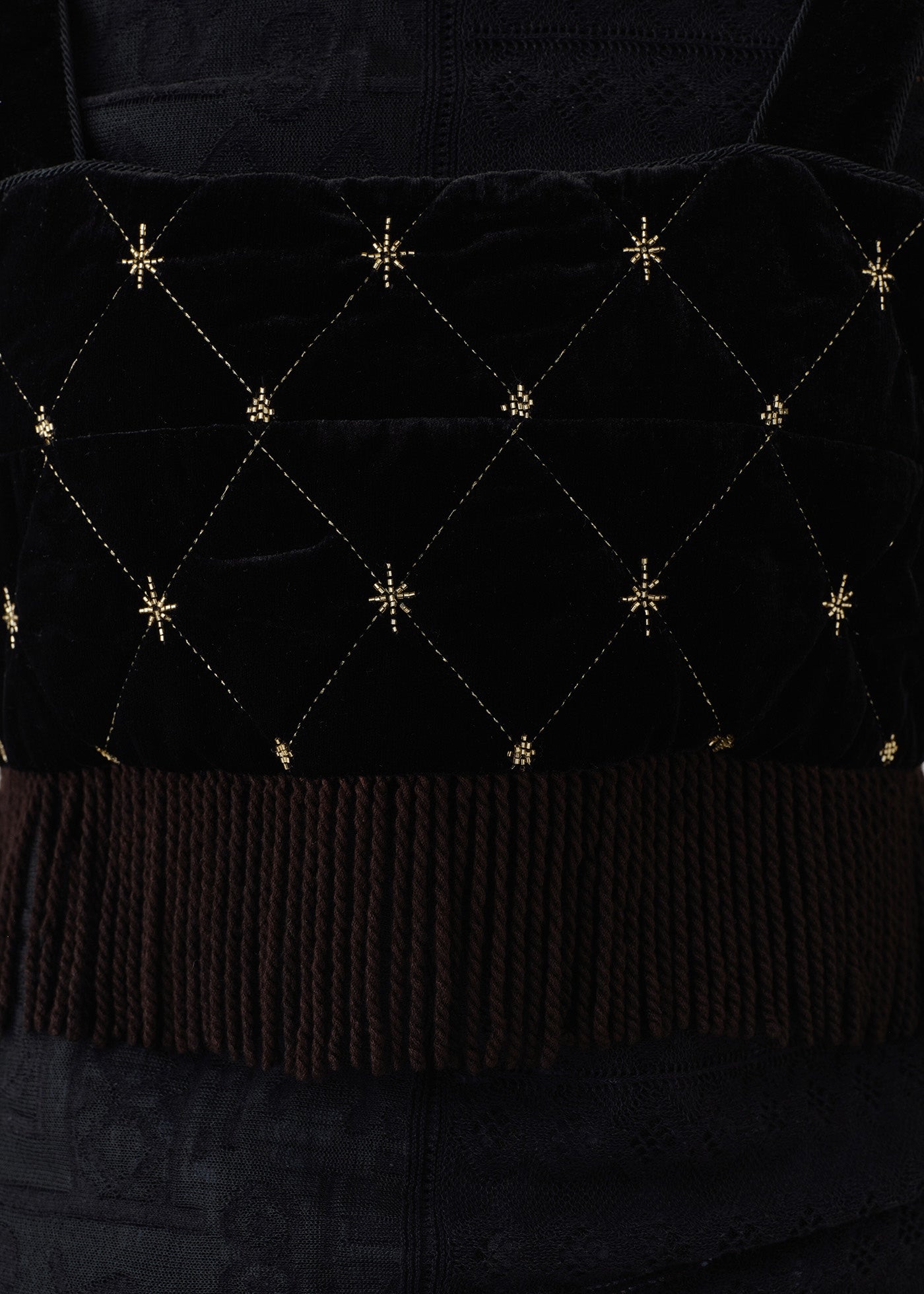 Velvet Beads Embroidery Bustier