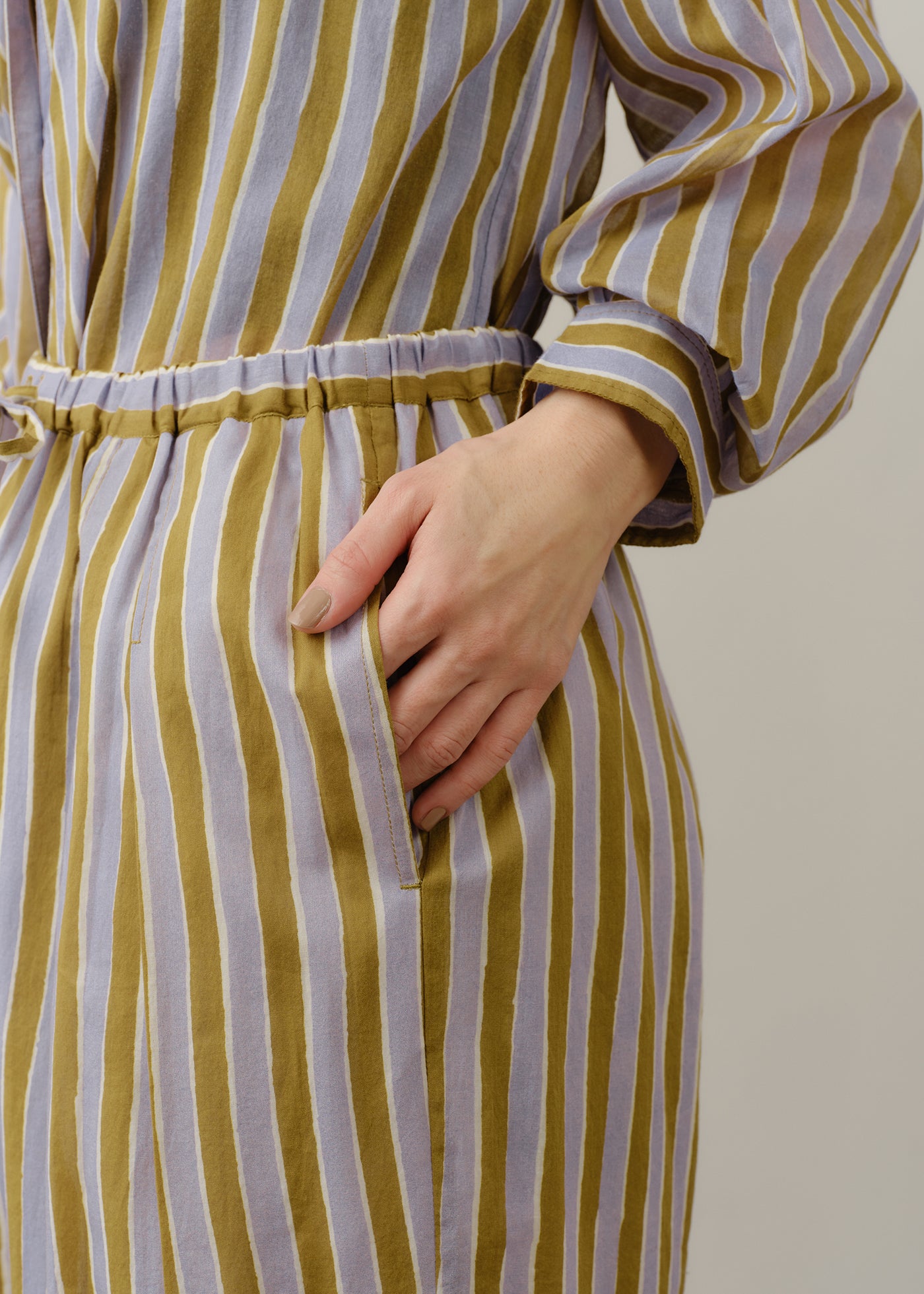 Cotton Wave Stripe Print Pants