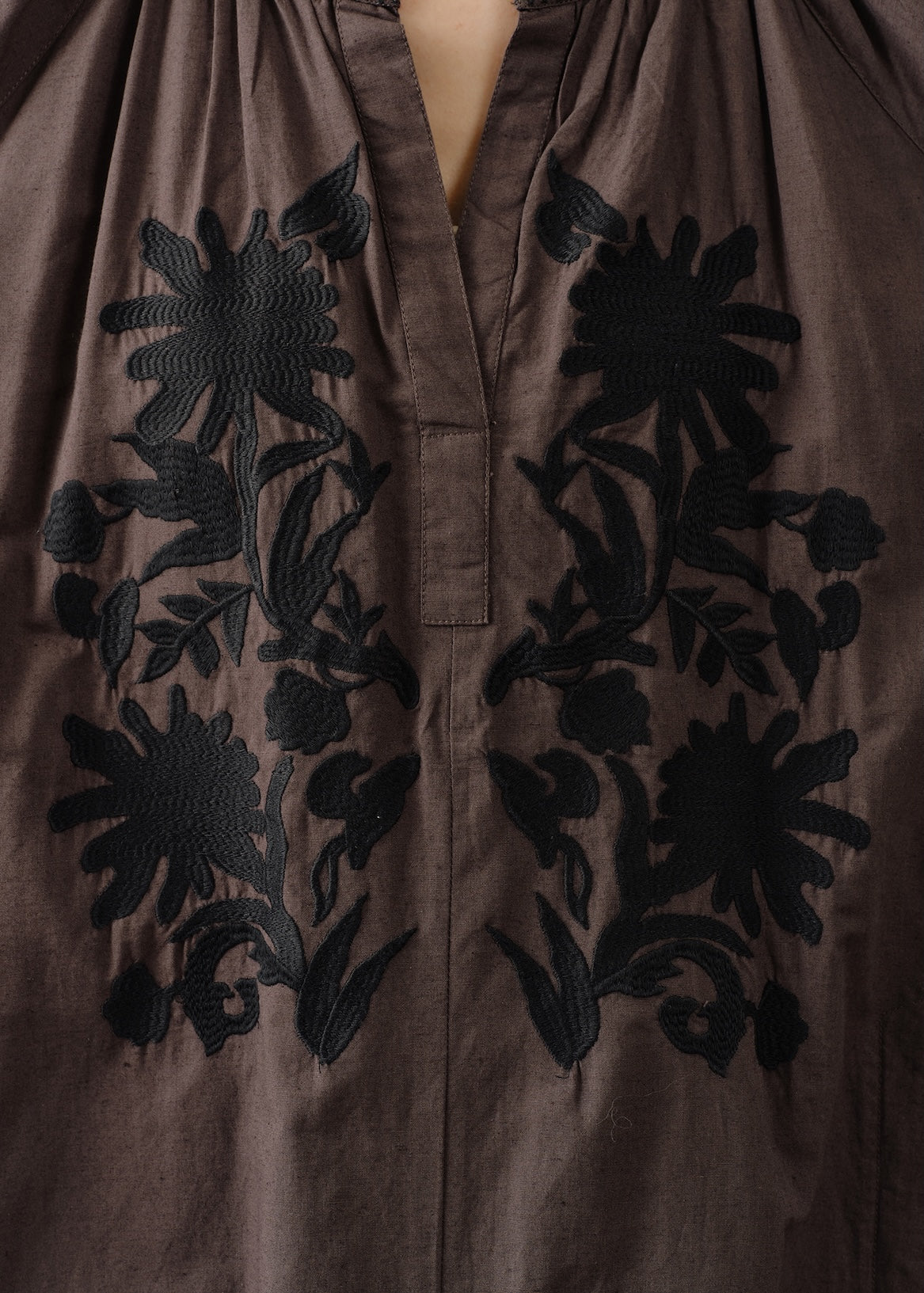 Cotton Linen Big Flower Embroidery Dress