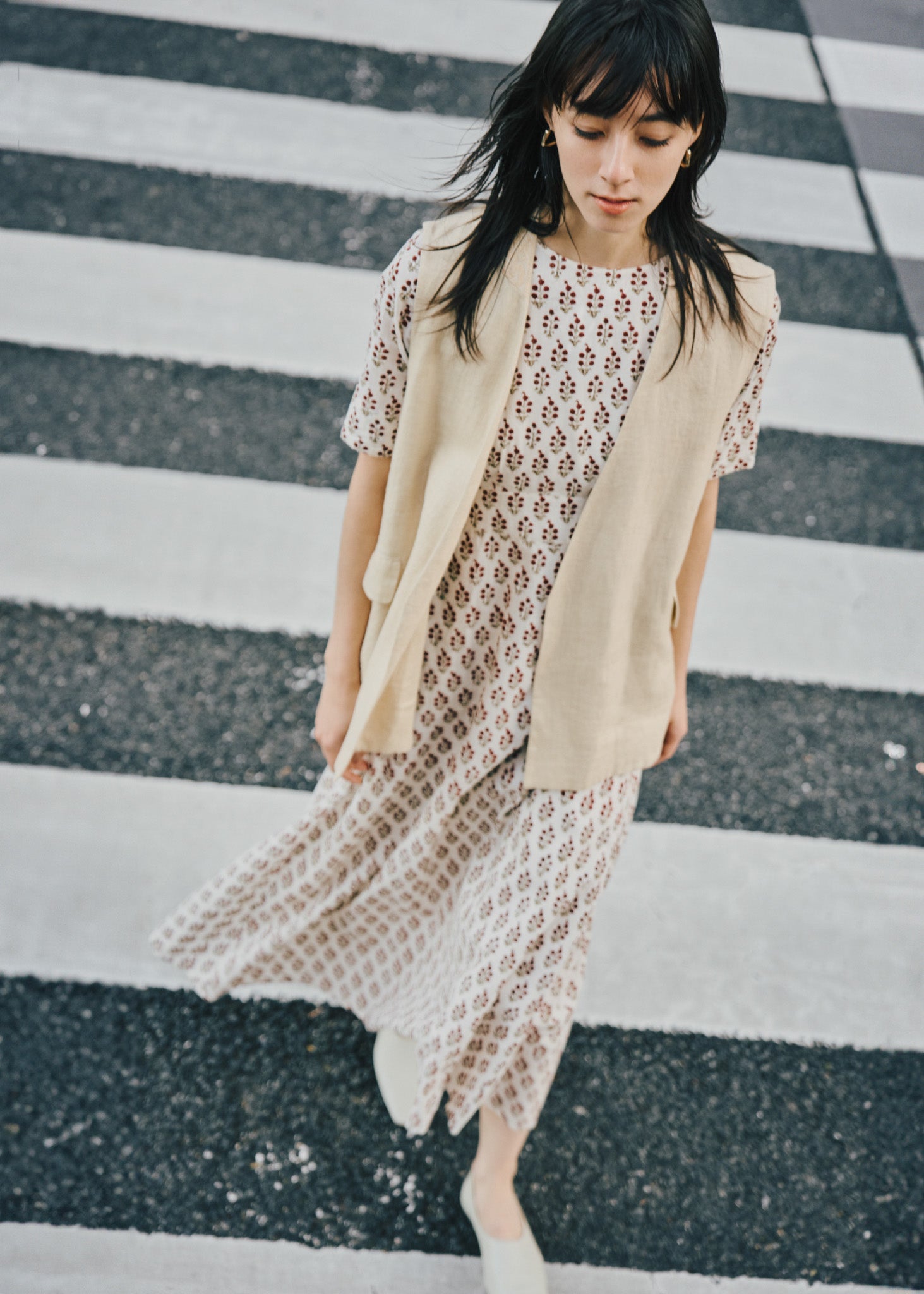 Cotton Voile Small Flower Print Flare Dress