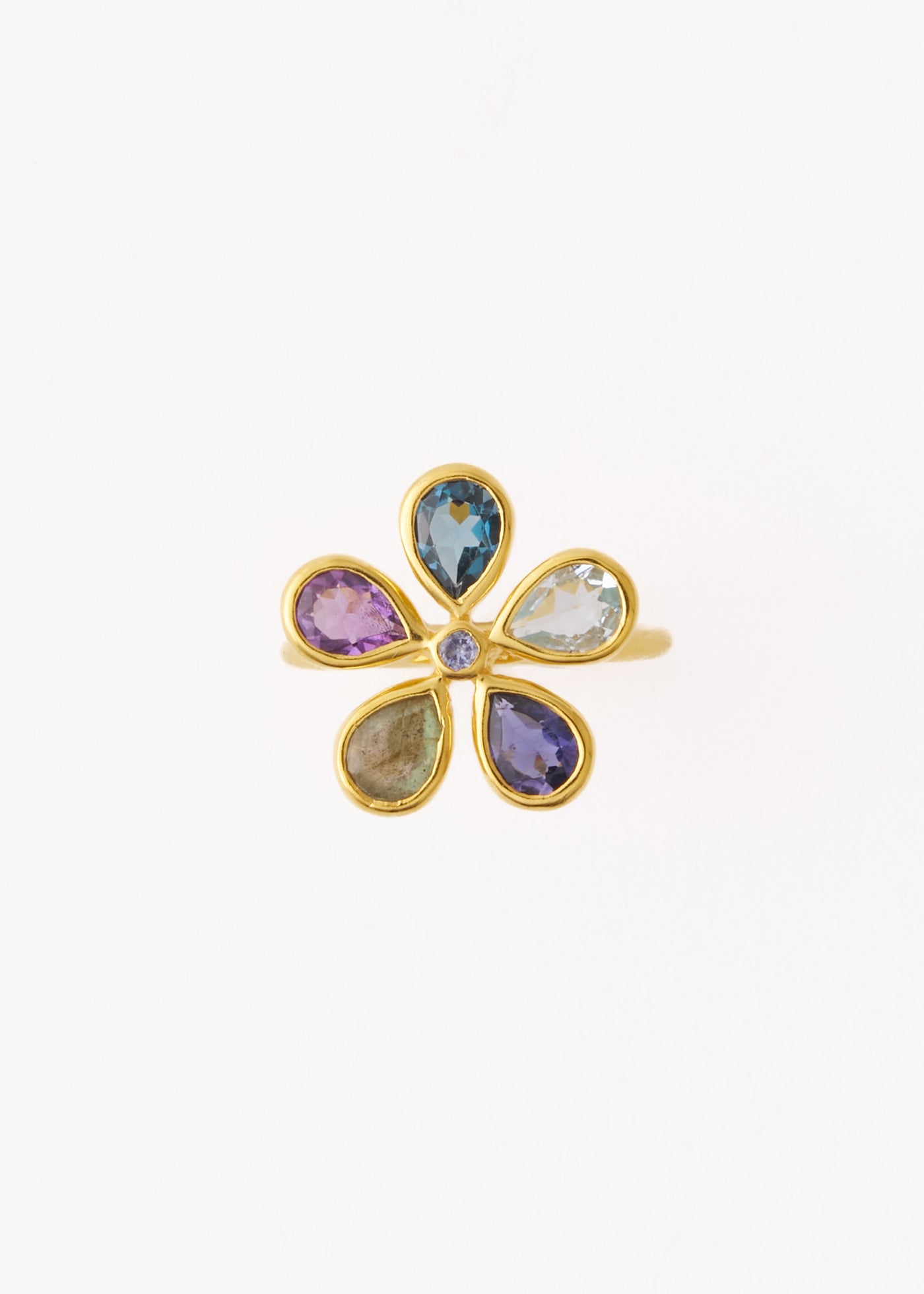 Multi Gem Flower Ring