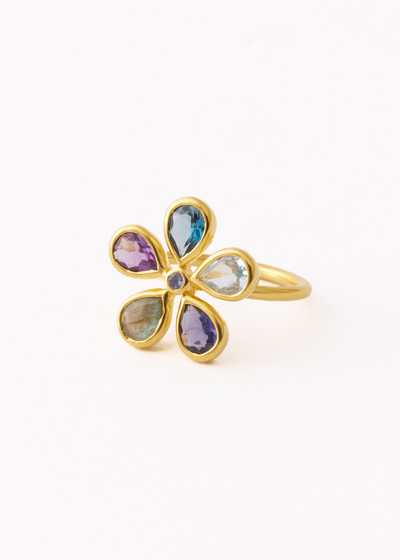 Multi Gem Flower Ring