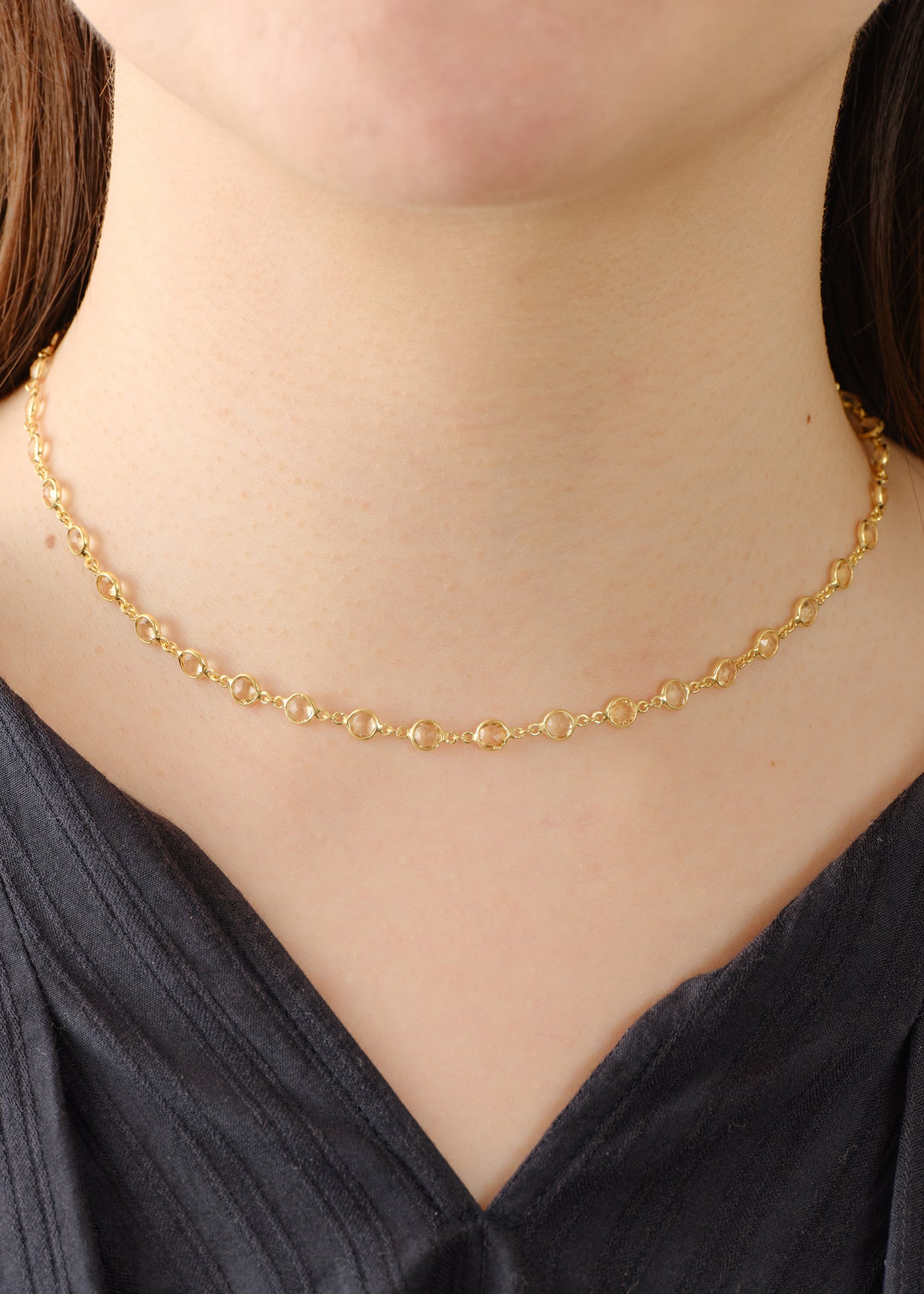 Citrine Gem Bezel Chain Necklace