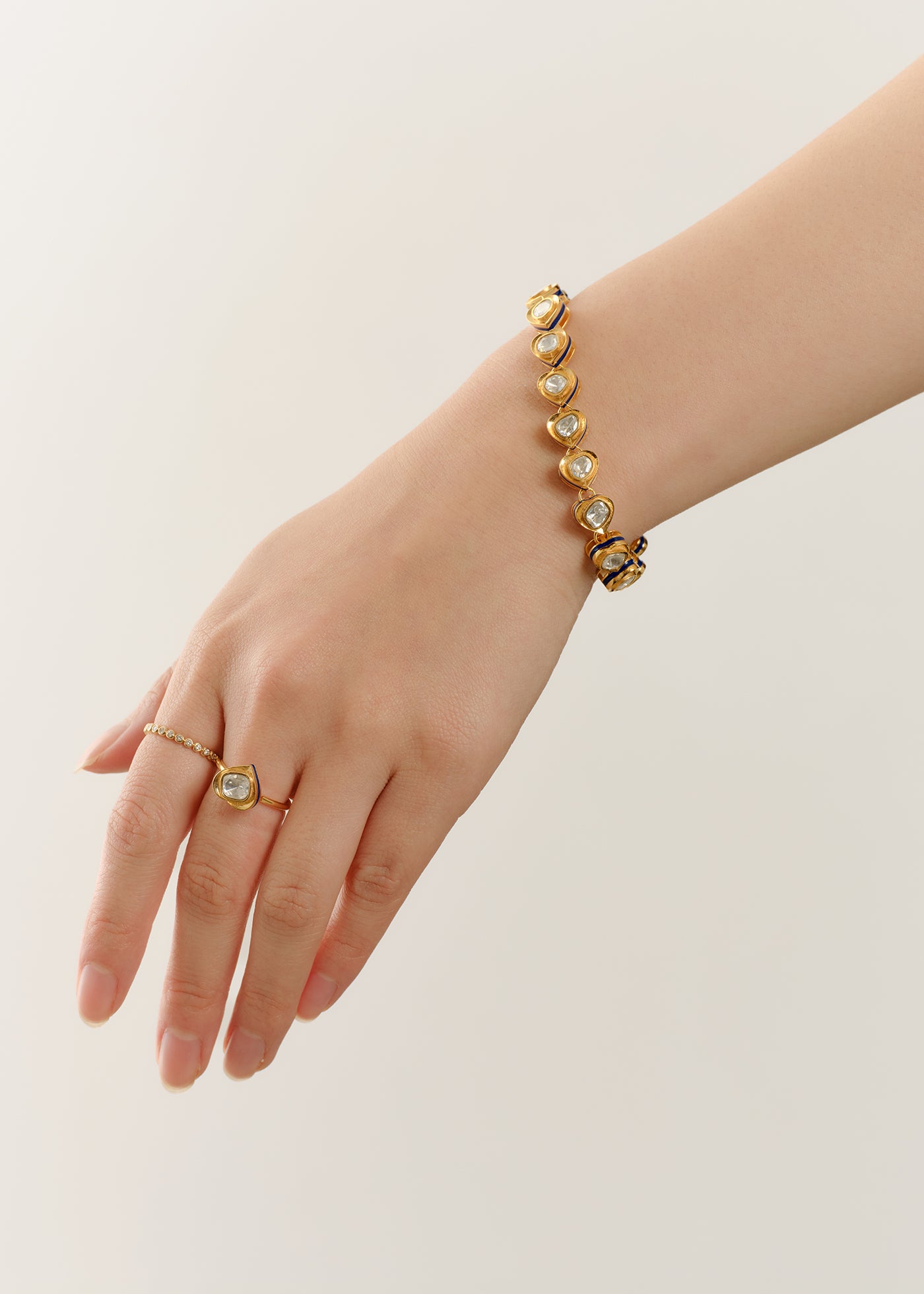 Moissanite Heart Polki Bracelet