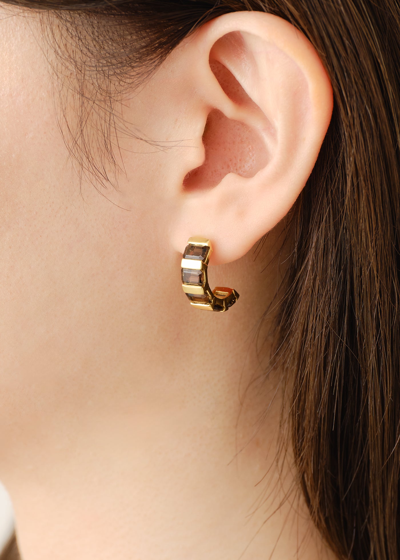 Rectangle Gem Mini Hoop Pierce