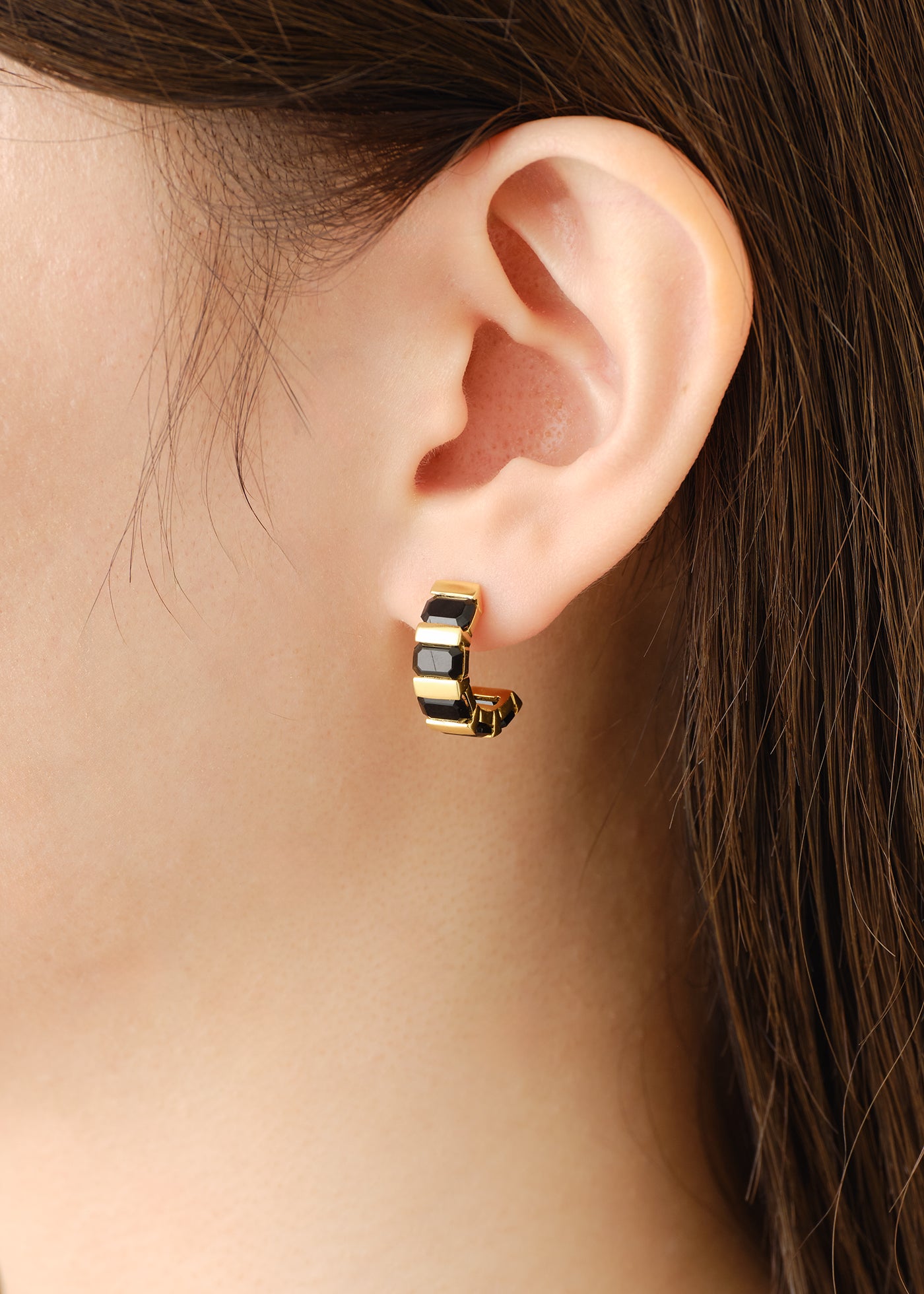 Rectangle Gem Mini Hoop Pierce