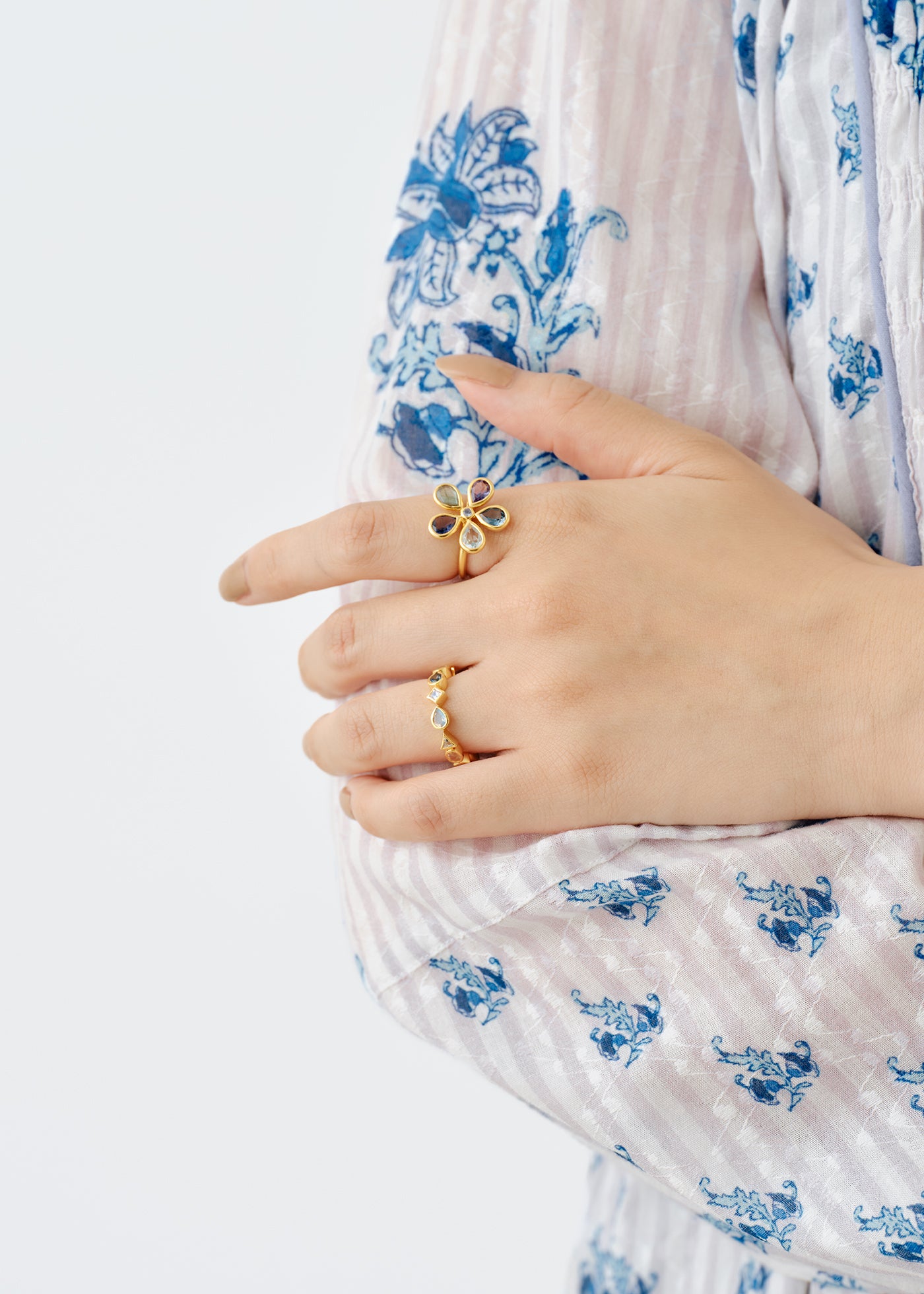 Multi Gem Flower Ring