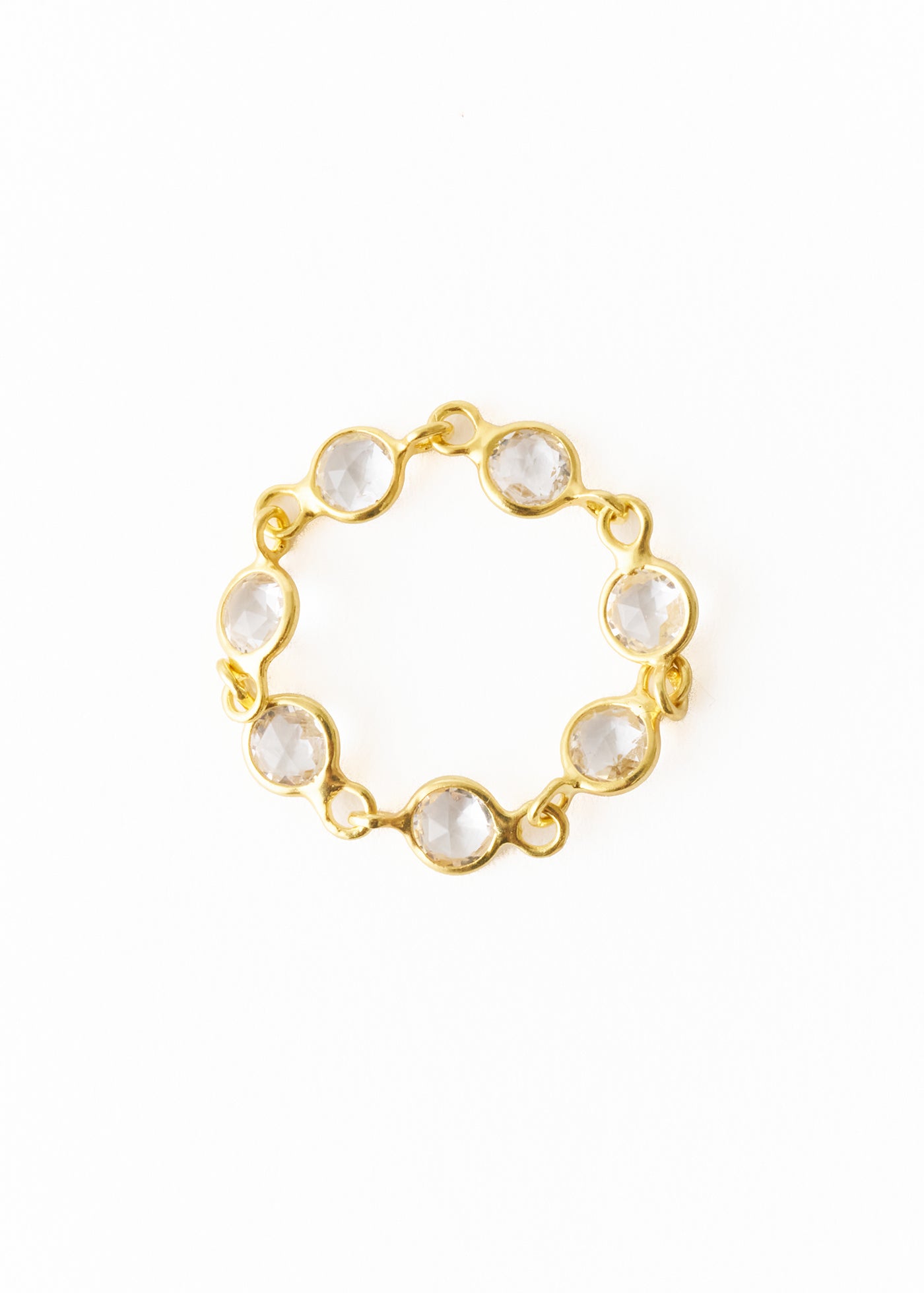 Clear Quartz Gem Bezel Chain Ring