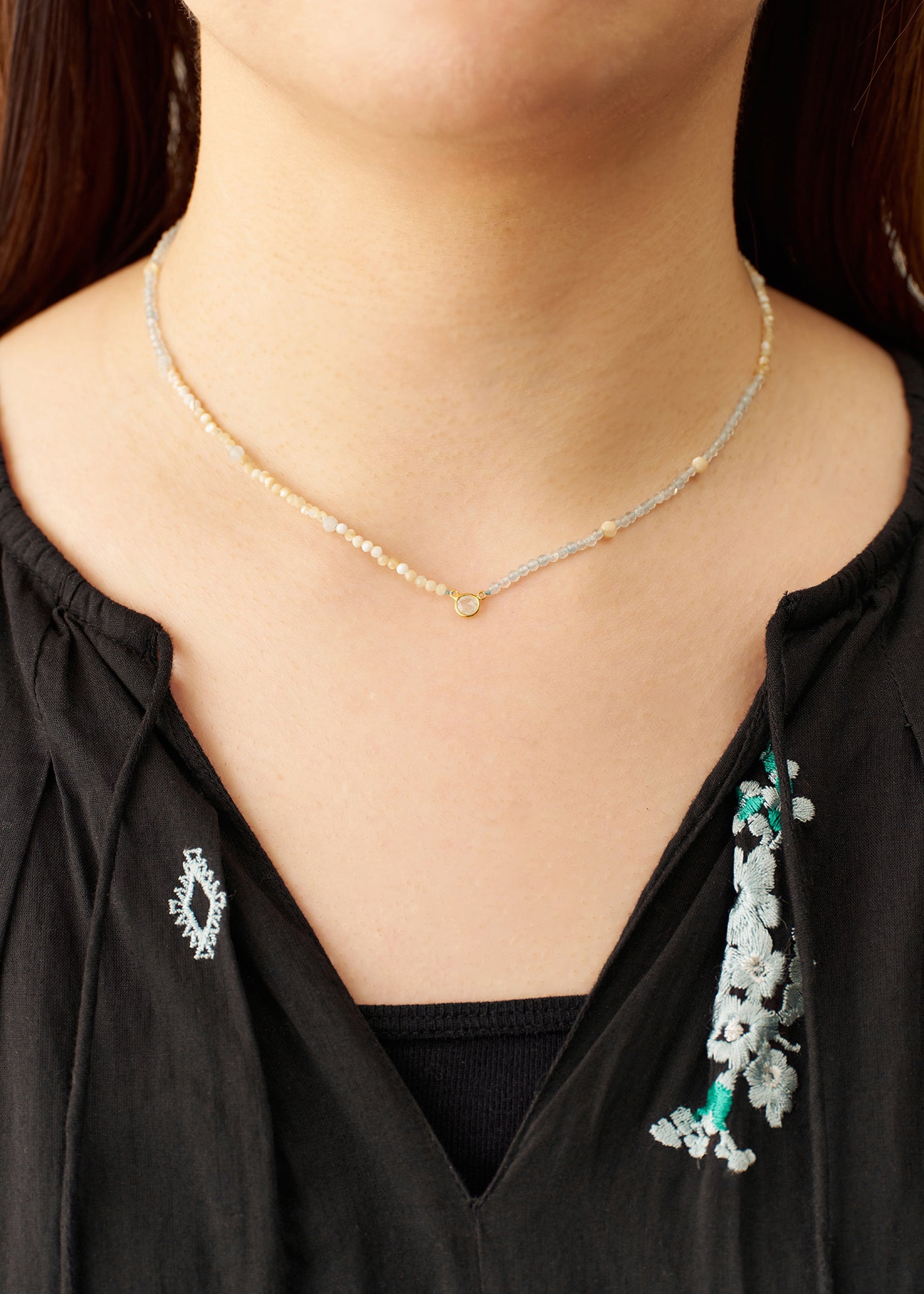 Chandra Beads Necklace Aquamarine